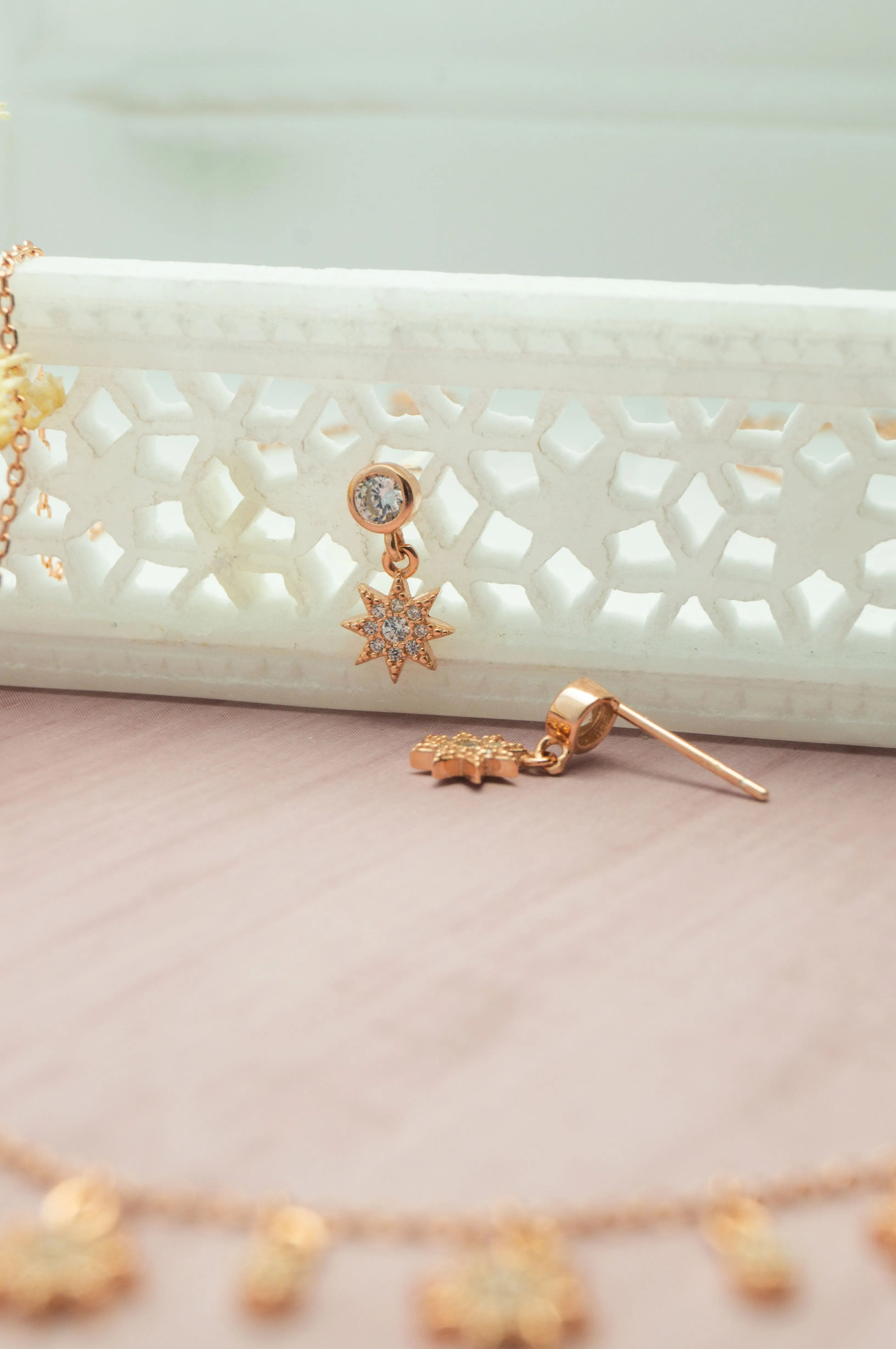 Sun Shine Charms Rose Gold Plated Sterling Silver Necklace Set