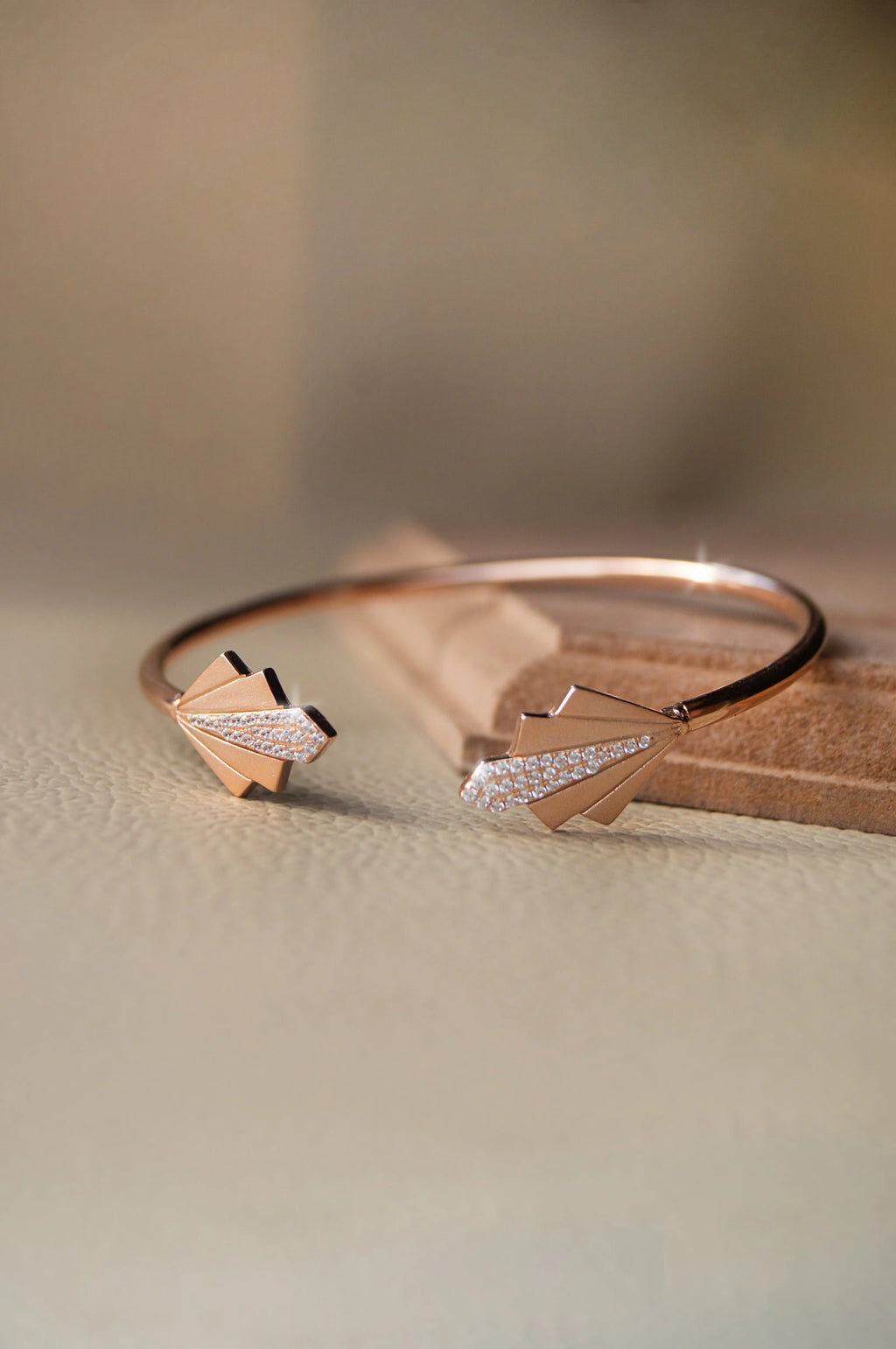 Deco Glam Rose Gold Plated Sterling Silver Adjustable Bracelet