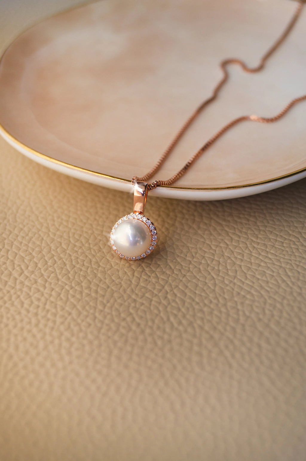 Encircled Pearl Rose Gold Plated Sterling Silver Pendant