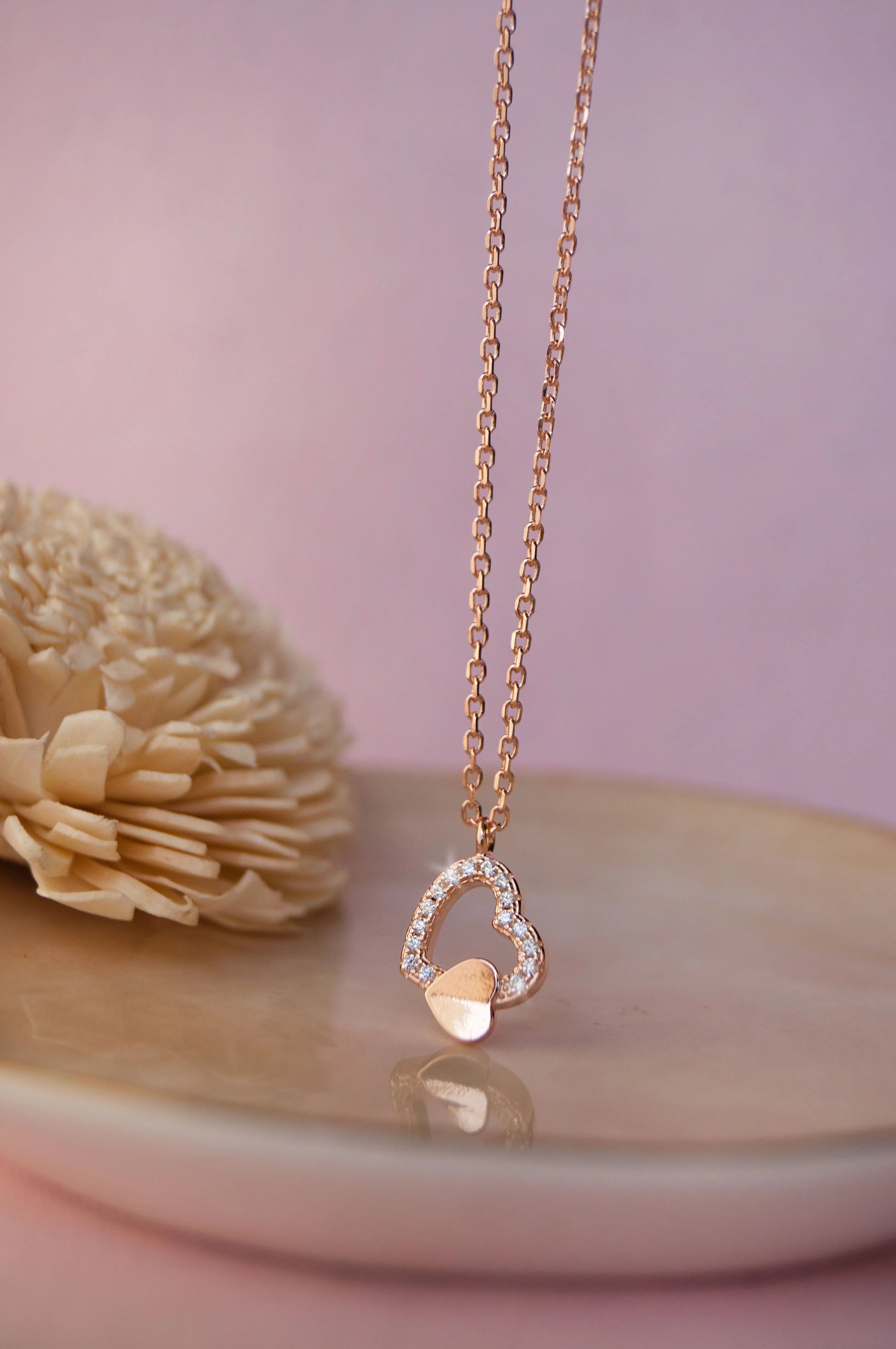 Always With Your Heart Rose Gold Plated Sterling Silver Chain Necklace
