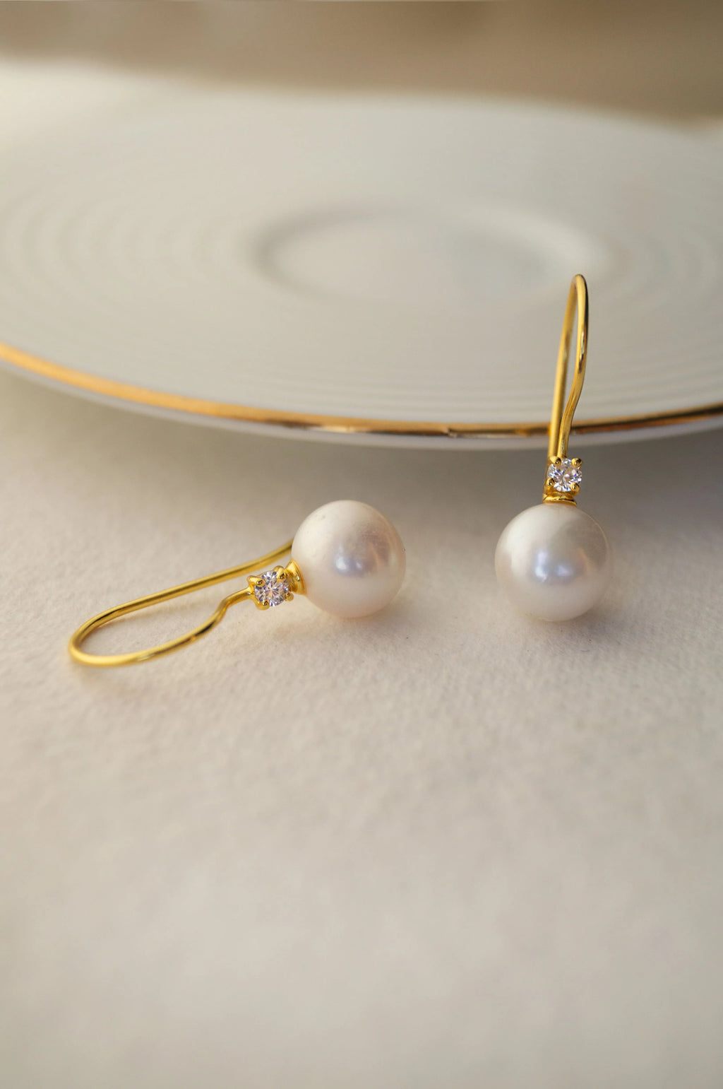 Pearl Slip-On Gold Plated Sterling Silver Drop Earrings