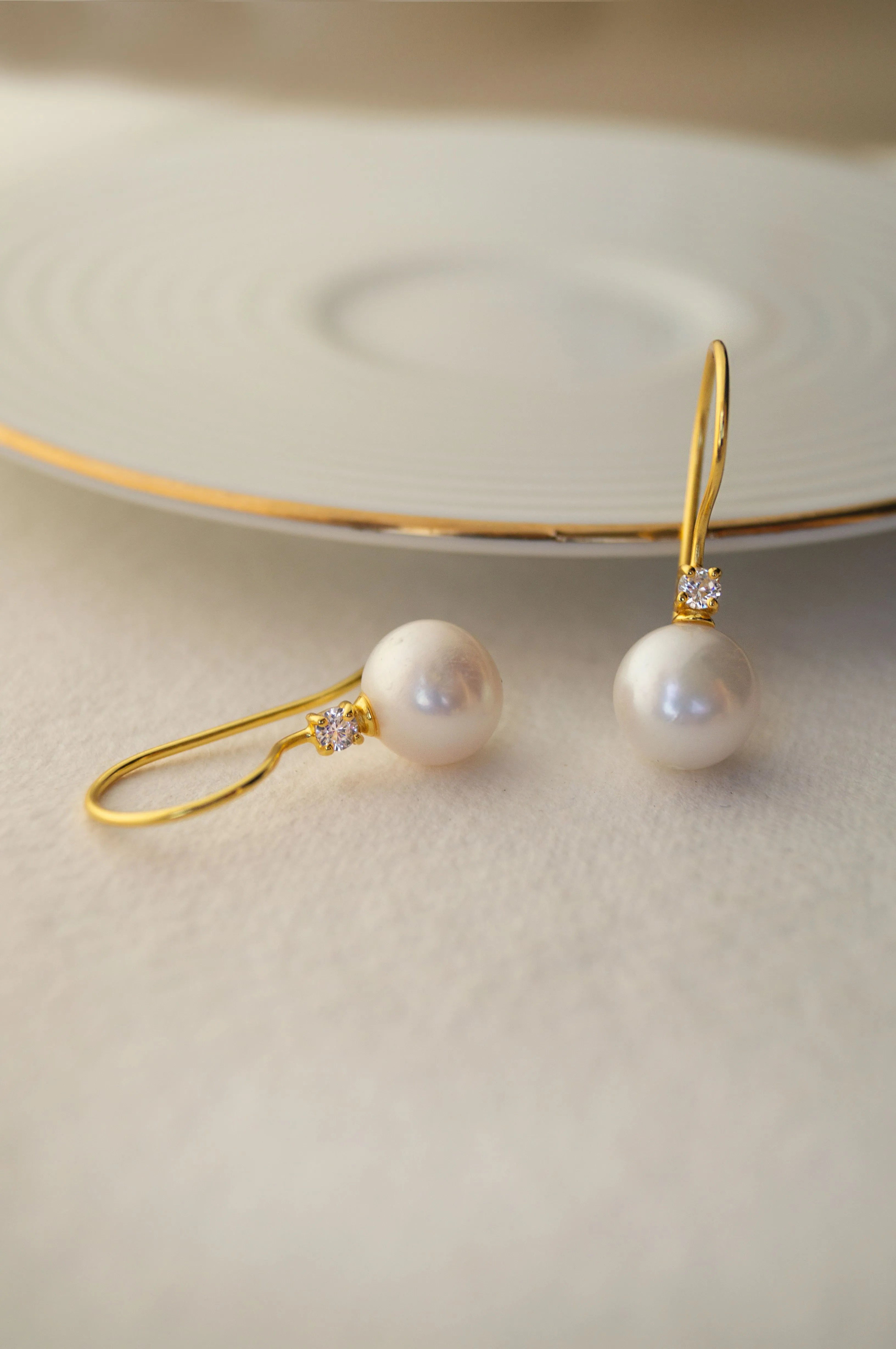 Pearl Slip-On Gold Plated Sterling Silver Drop Earrings