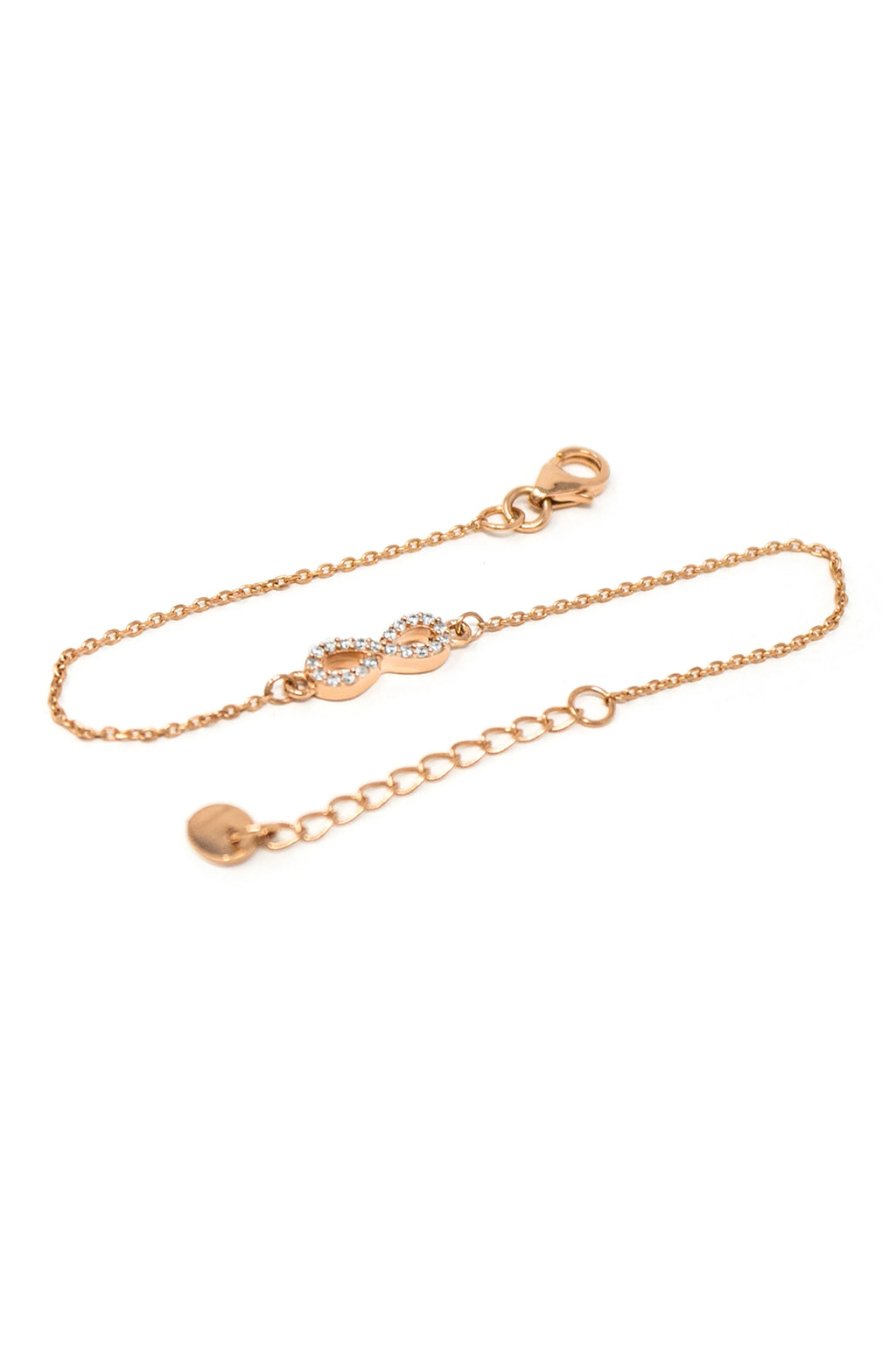 Pretty Tiny Infinity Rose Gold Plated Sterling Silver Chain Bracelet