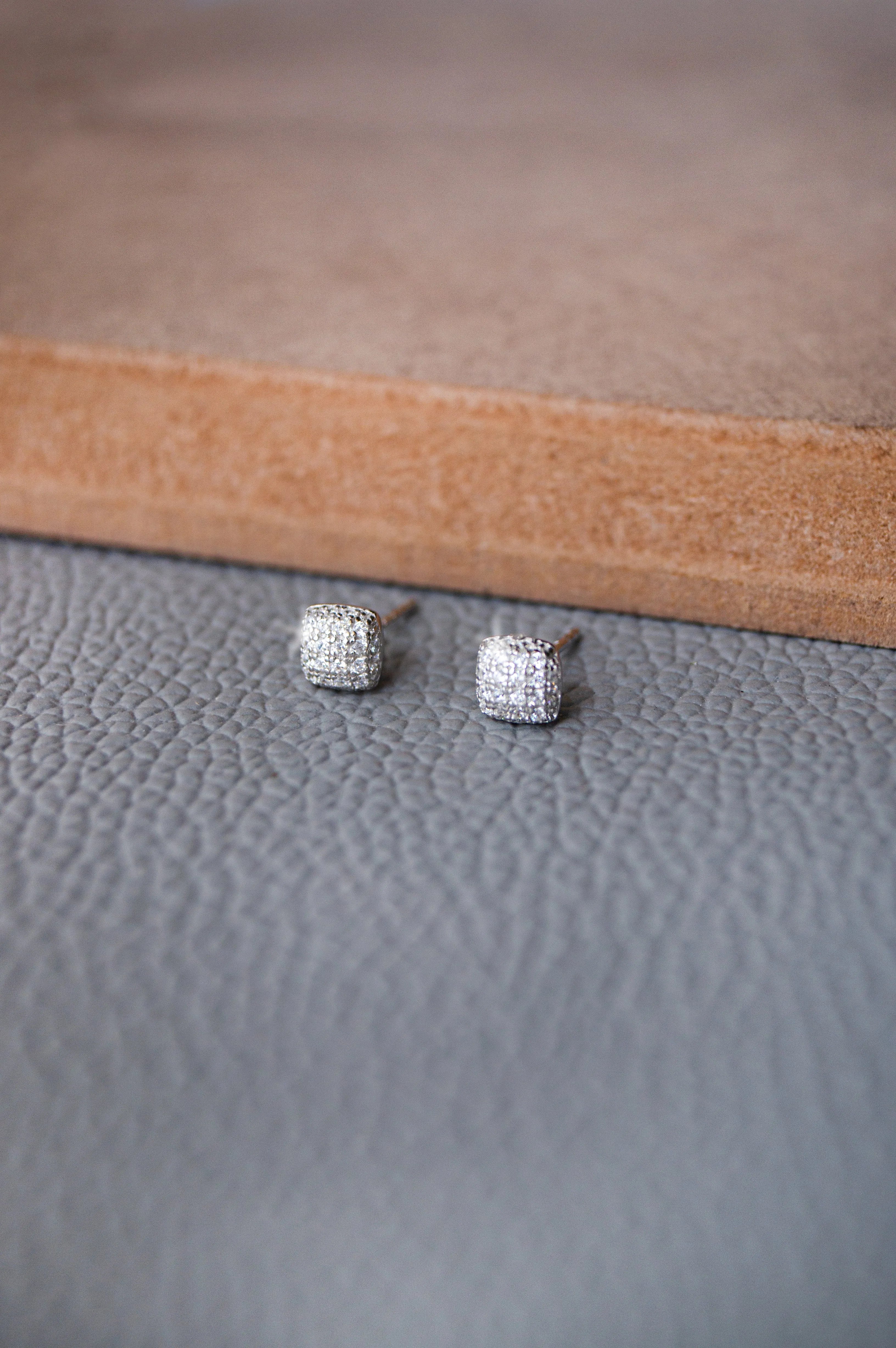 Sparkling Dust Rose Gold Plated Sterling Silver Stud Earrings