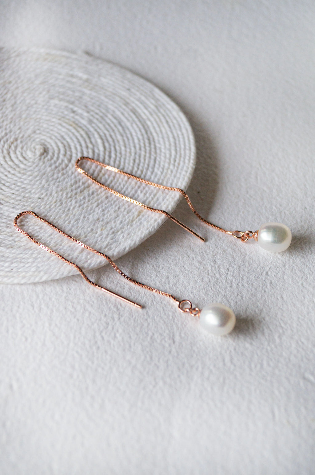 Delicate Yet Versatile Rose Gold Plated Sterling Silver Threader Slip On Earrings