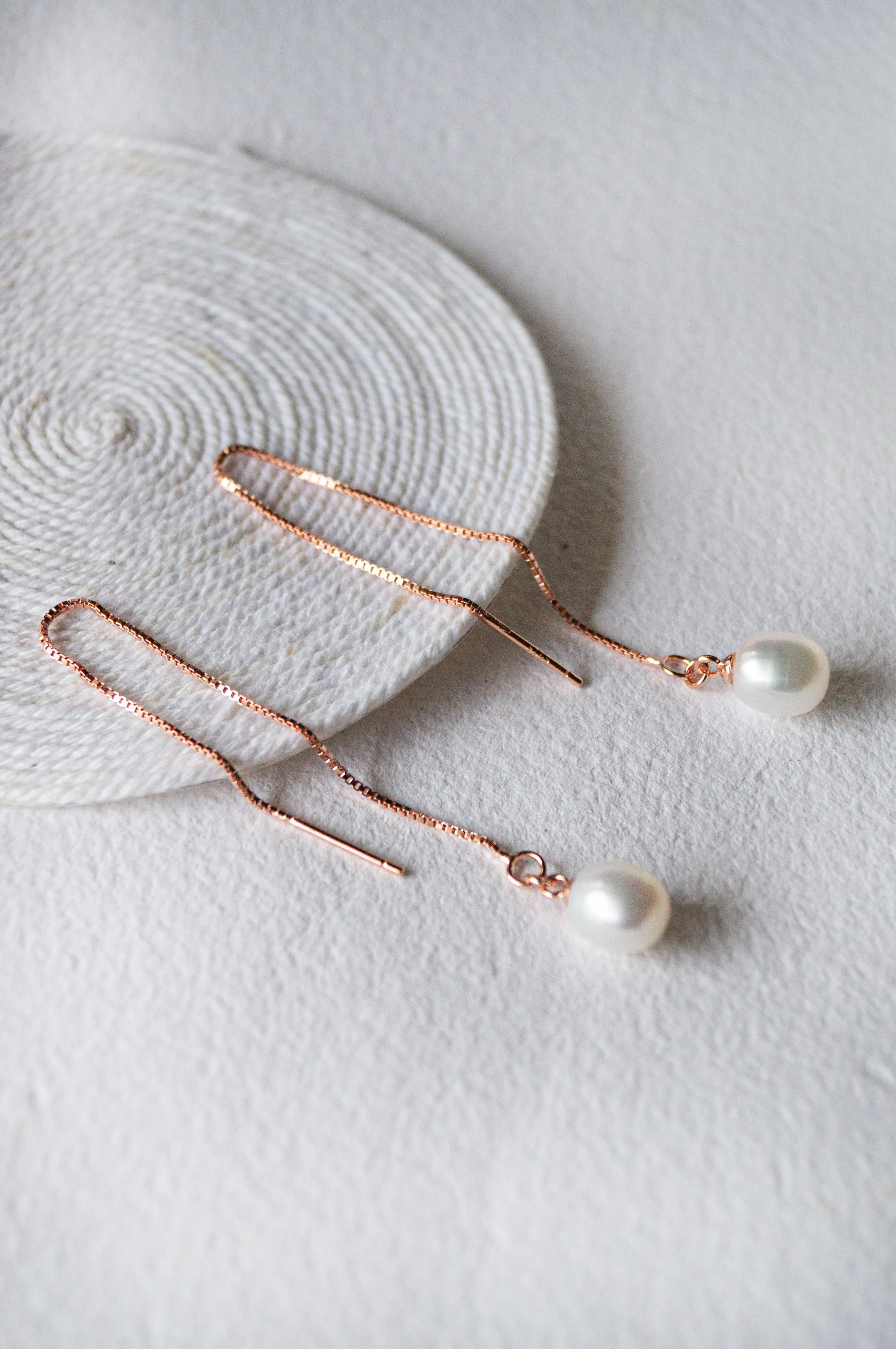 Delicate Yet Versatile Rose Gold Plated Sterling Silver Threader Slip On Earrings