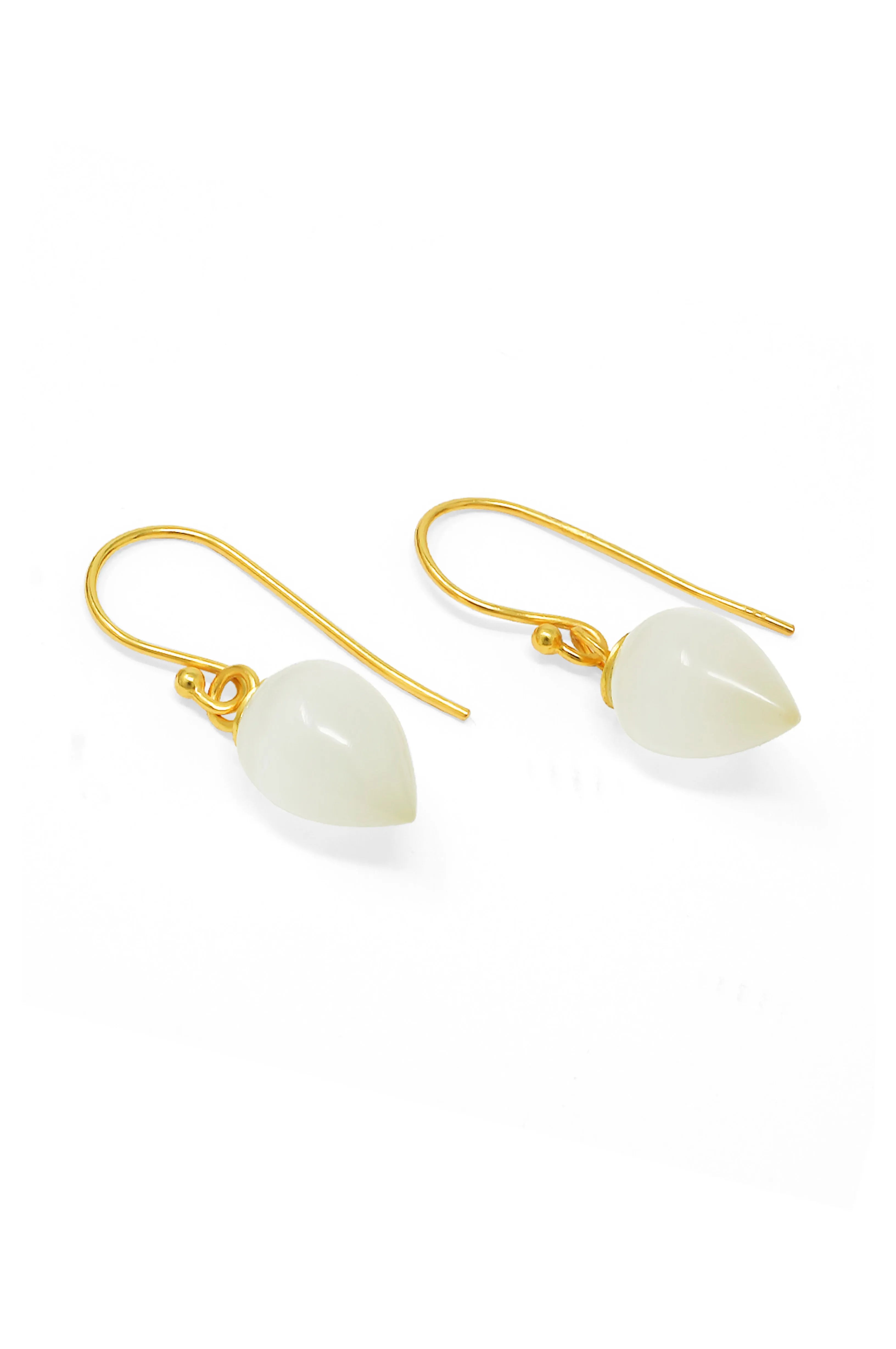 Moon Stone Briolette Sterling Silver Slip On Earrings