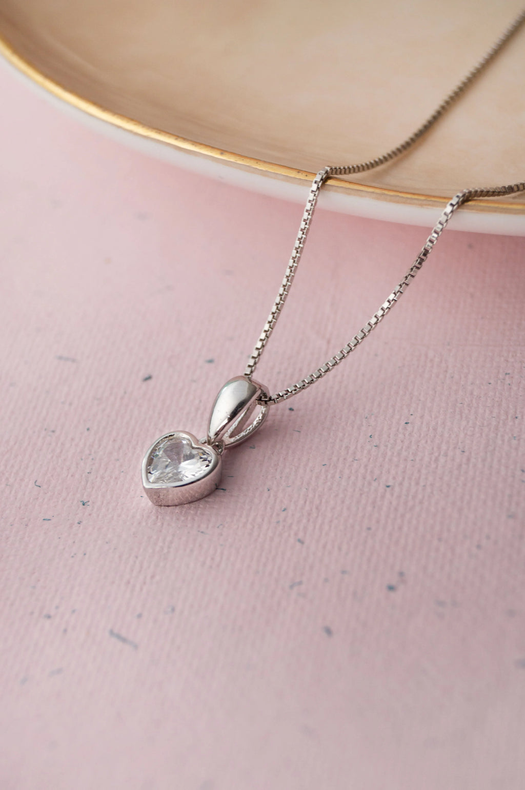 Classic Heart Bezel Solitaire Sterling Silver Pendant