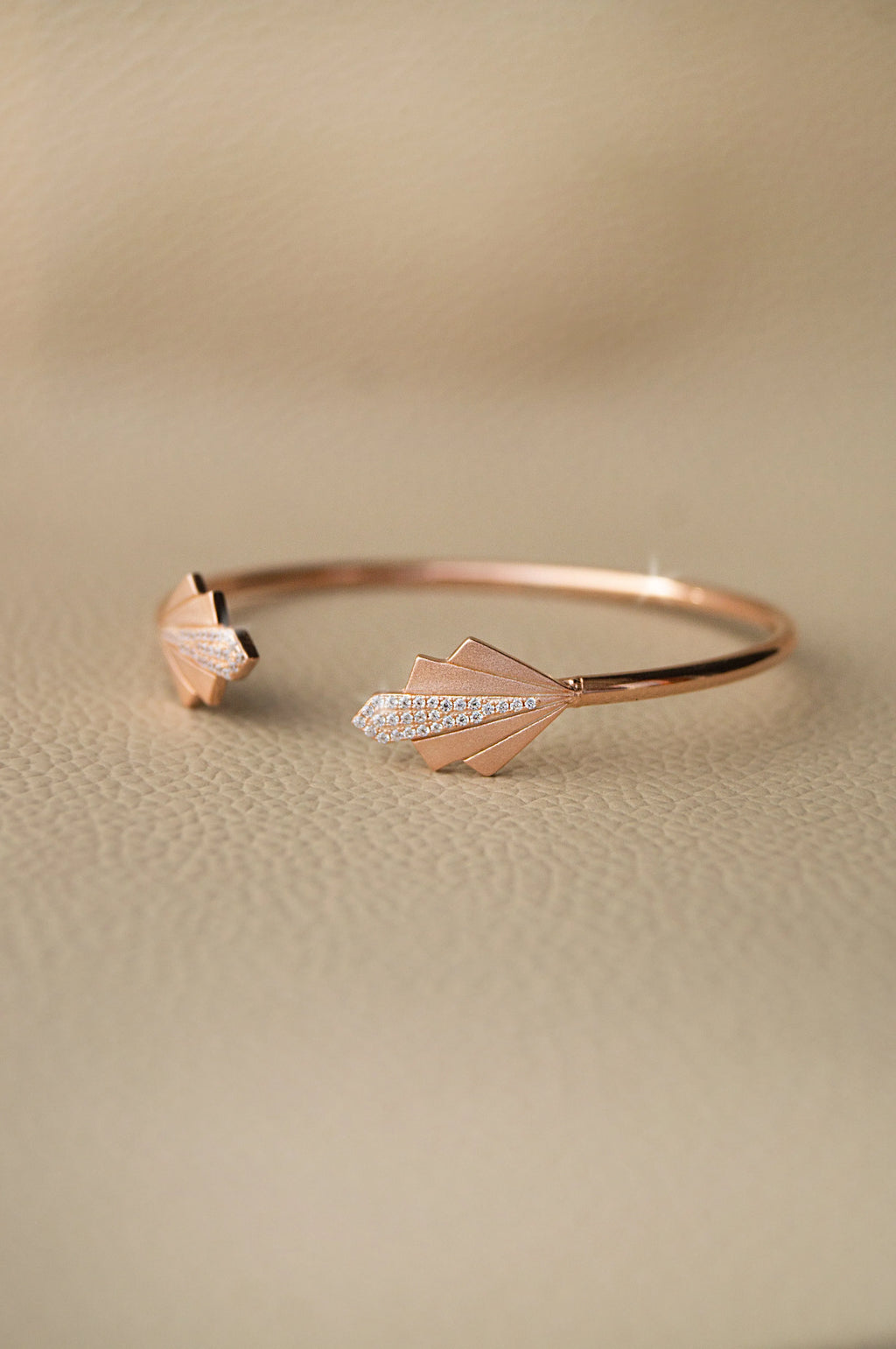 Deco Glam Rose Gold Plated Sterling Silver Adjustable Bracelet