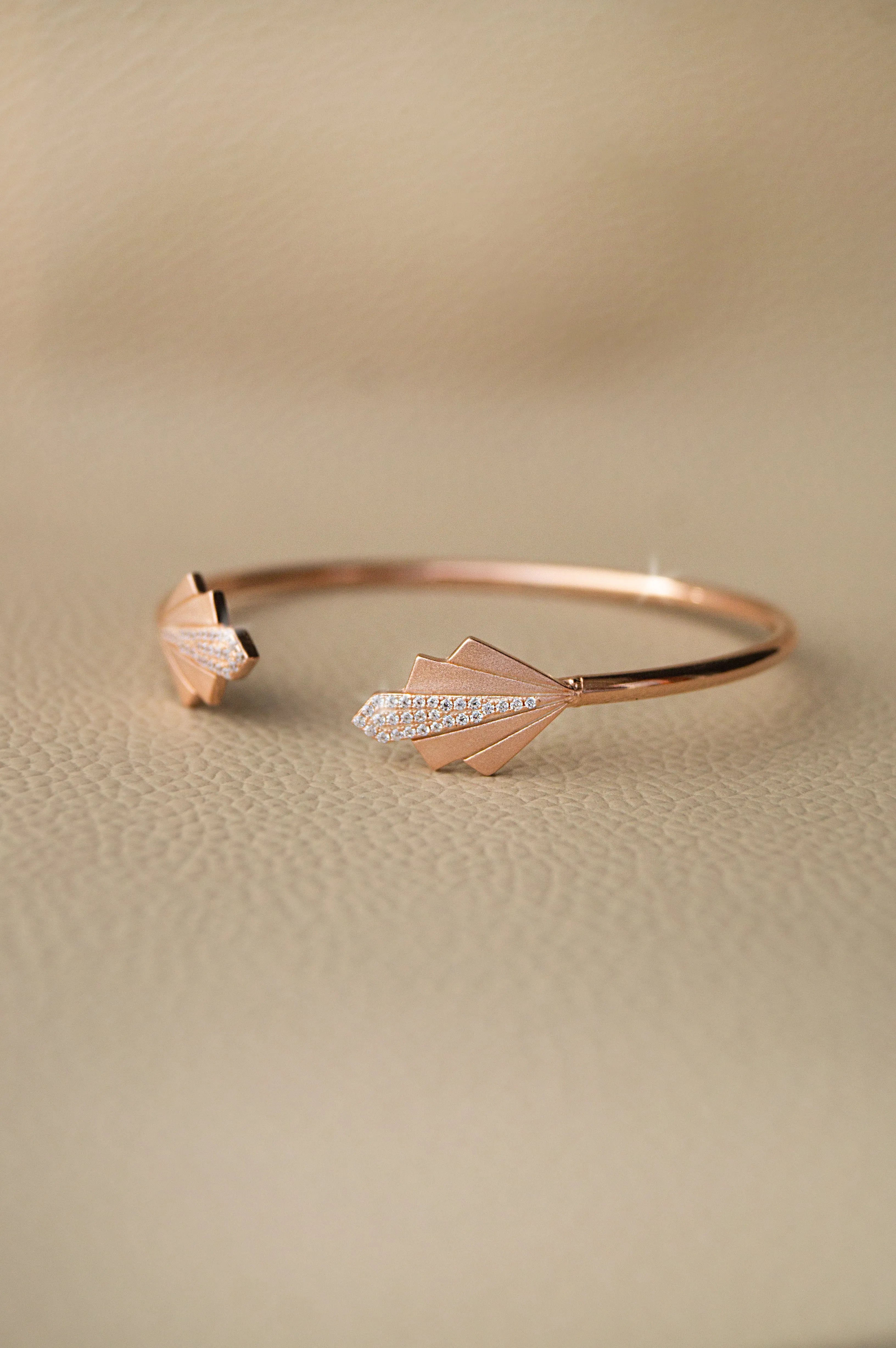 Deco Glam Rose Gold Plated Sterling Silver Adjustable Bracelet