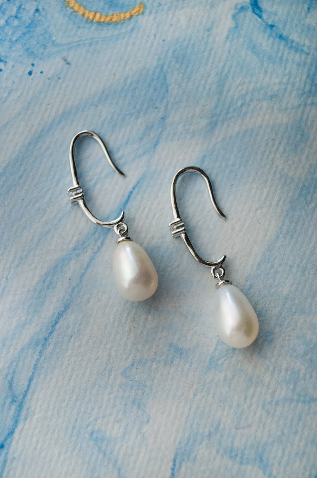 Blingy Slip-On Silver Pearl Sterling Silver Droplet Earrings