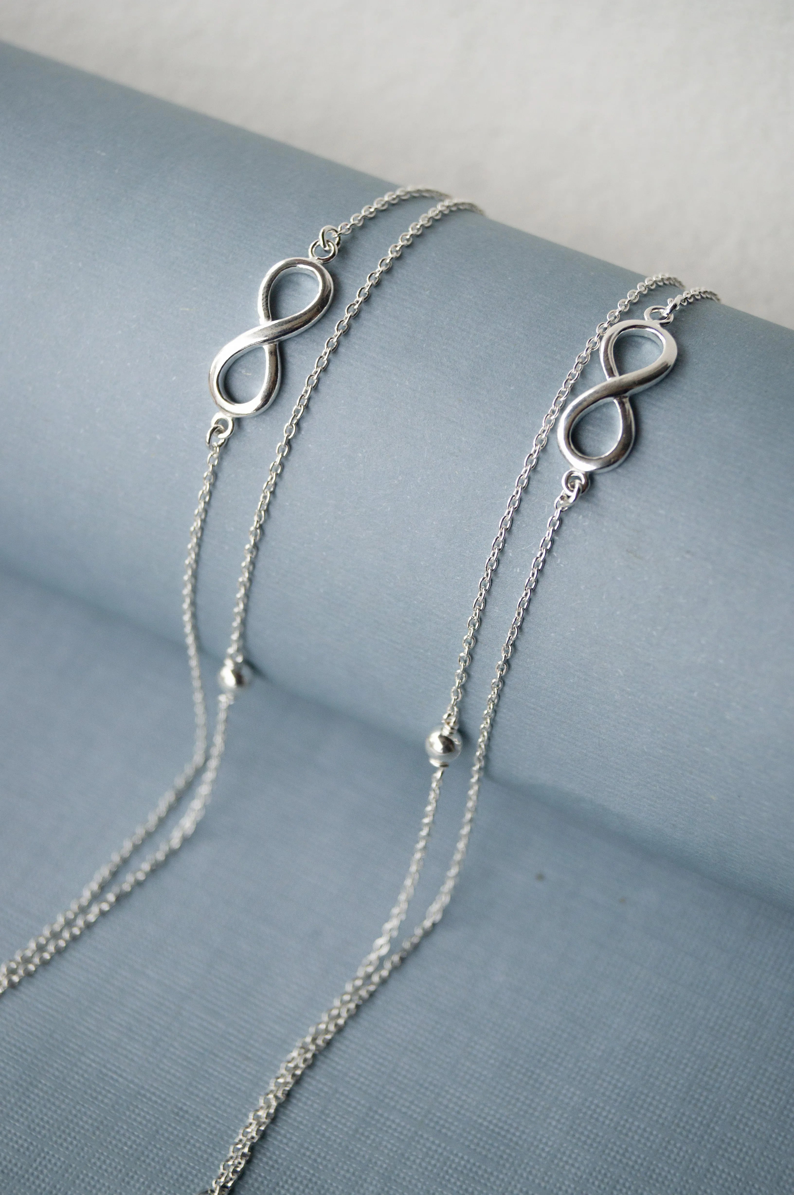 Two Layer Infinity Chain Sterling Silver Anklet