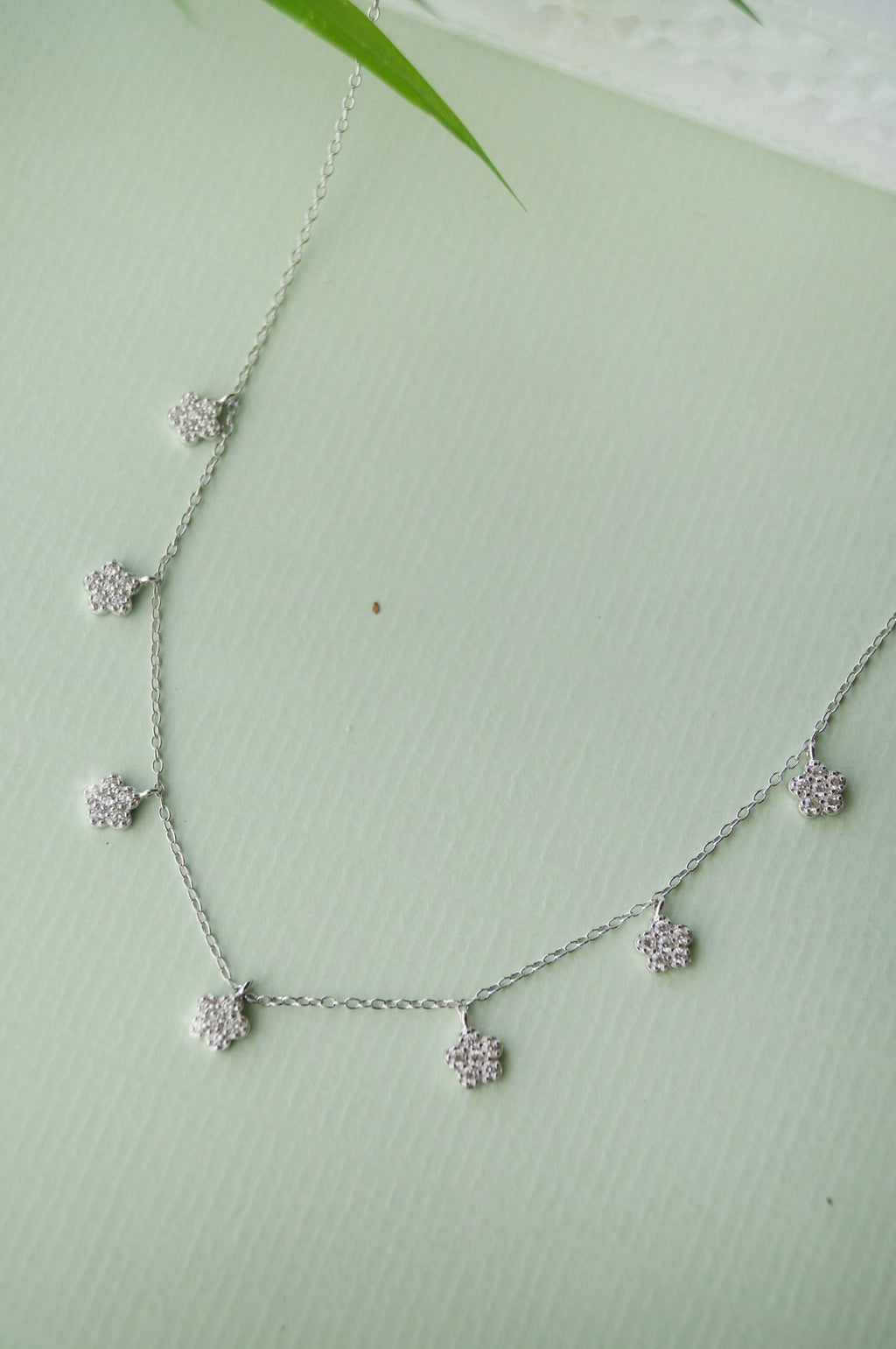 Happy Flowers Charm Sterling Silver Delicate Necklace