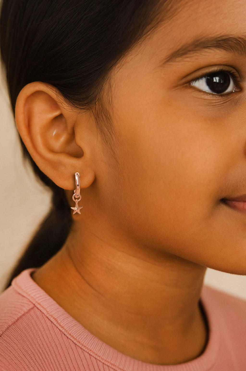 Twinkling Star Charm Sterling Silver Hoop Earrings