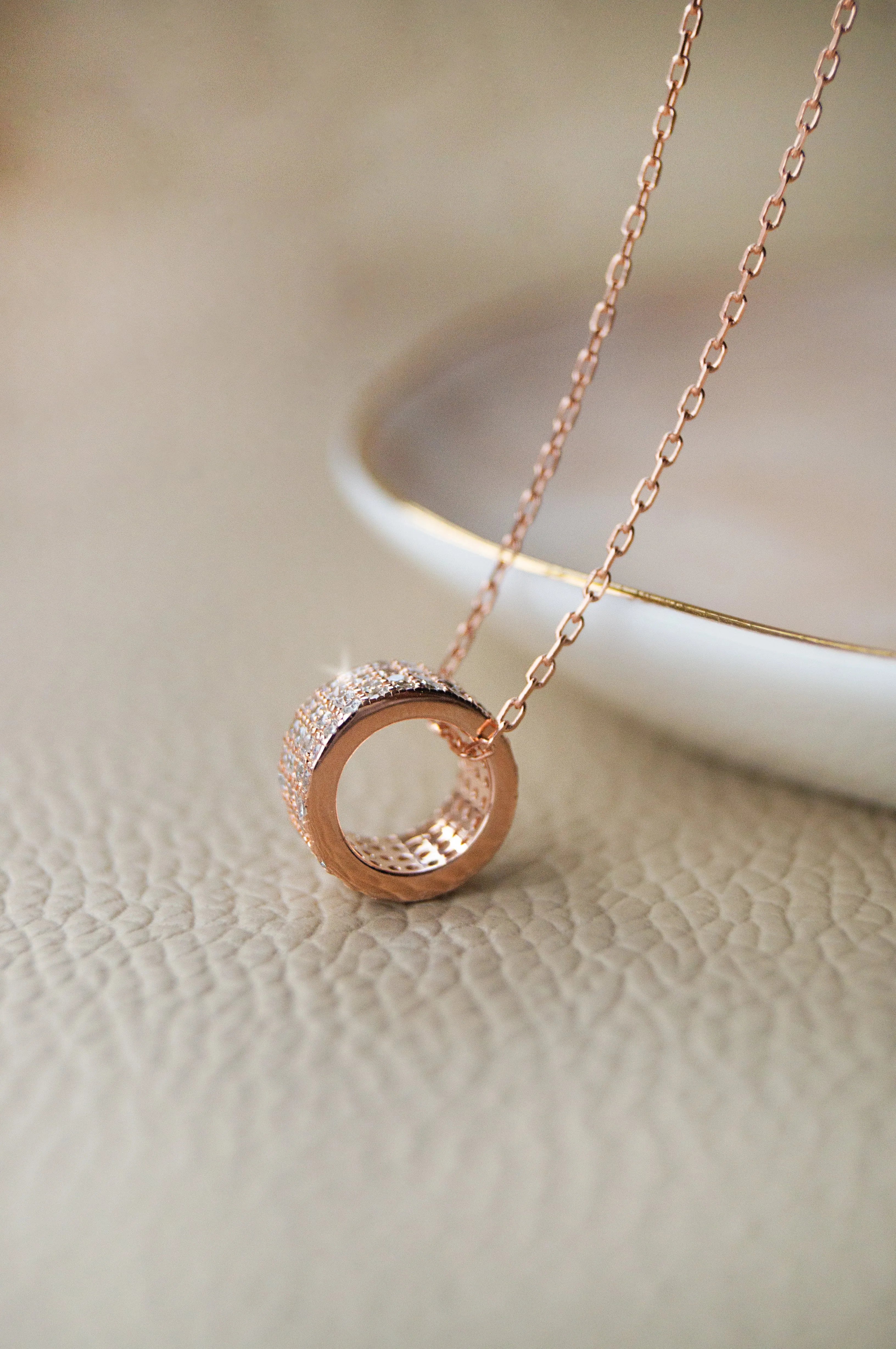 Ring-It-Up Rose Gold Plated Sterling Silver Pendant With Chain