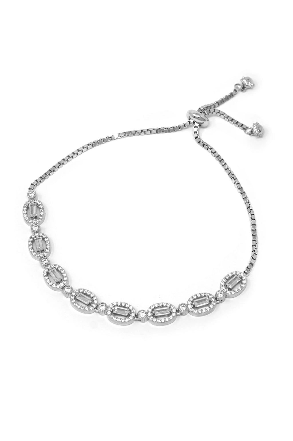 Radiant Sparkle Sterling Silver Pull Chain Bracelet