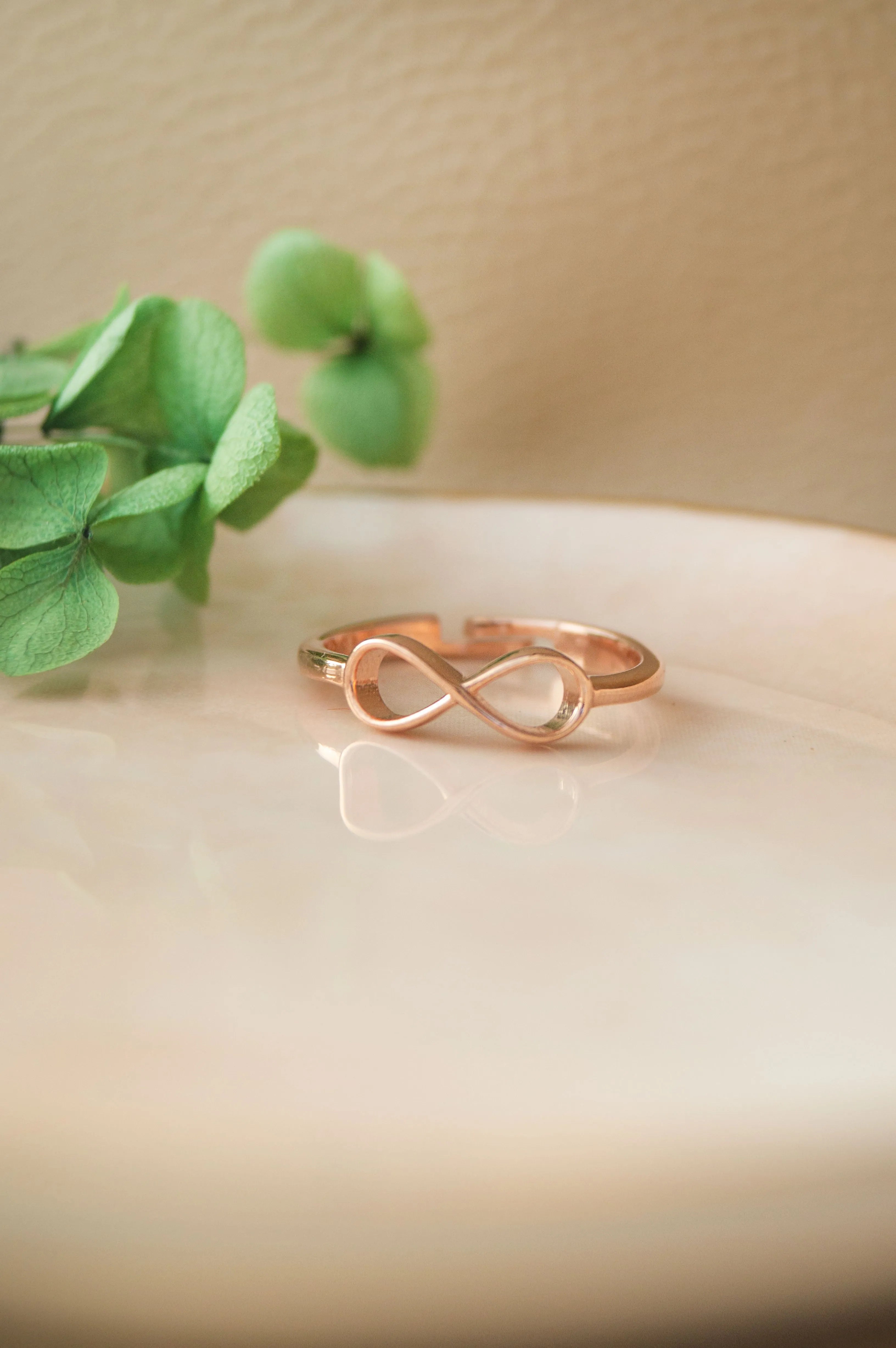 Classic Infinity Rose Gold Plated Sterling Silver Adjustable Ring