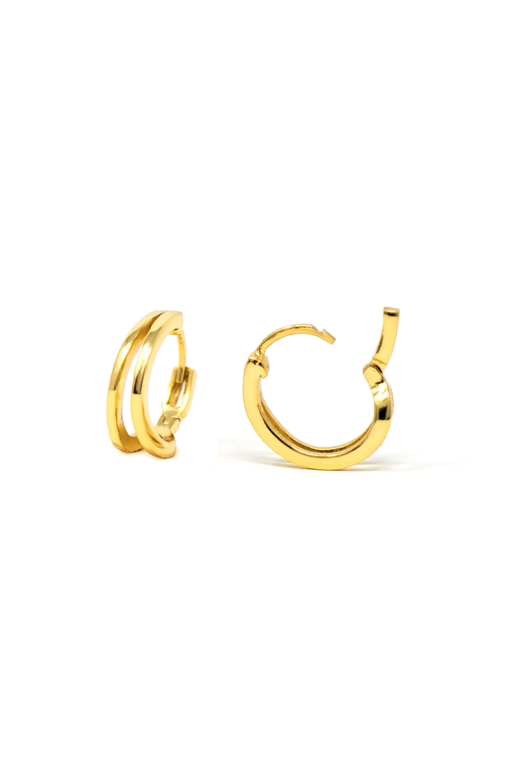 Dual Glam Rose Gold Plated Sterling Silver Hoop Earrings