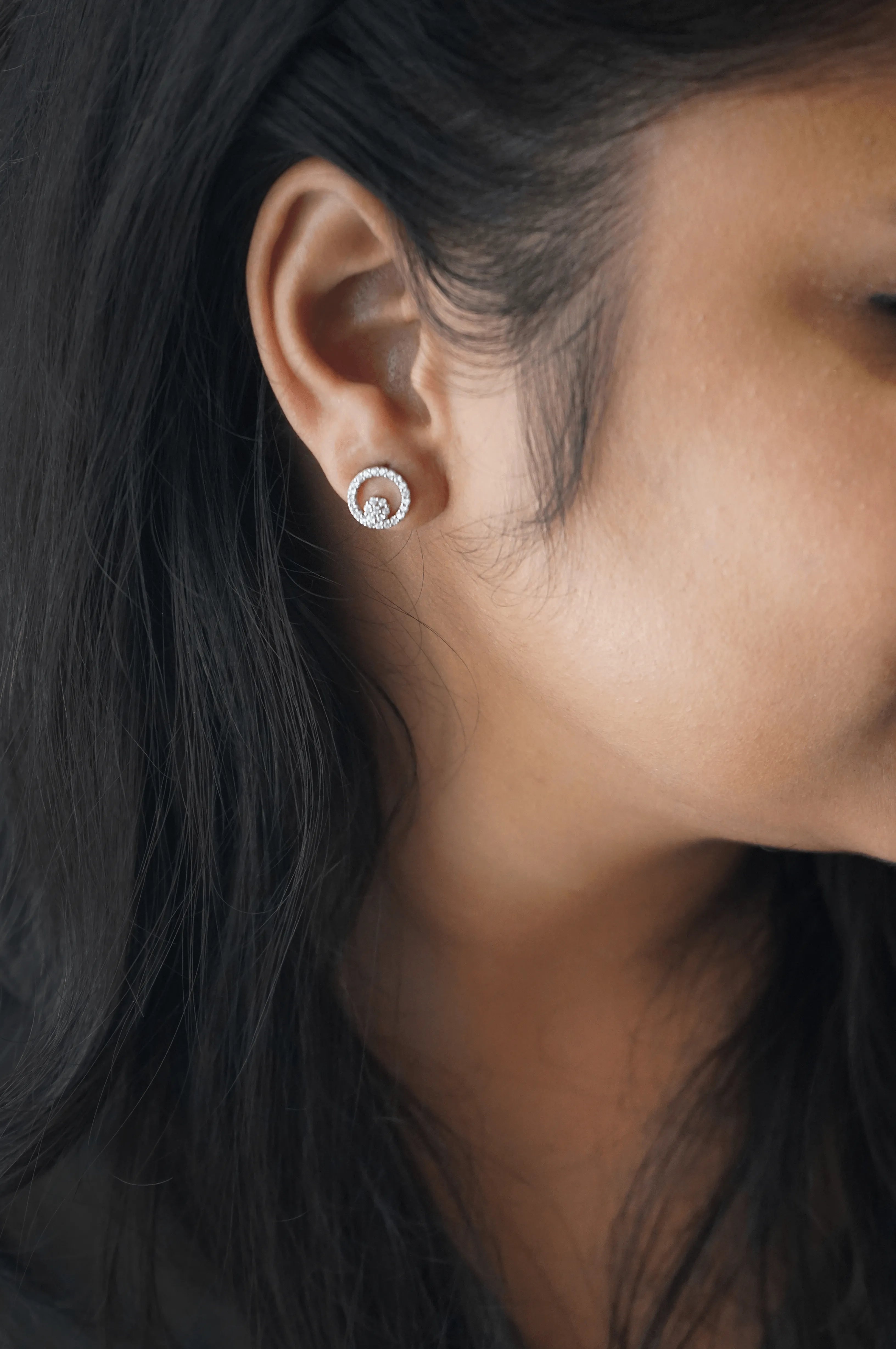 Encircled Beauty Sterling Silver Stud Earrings