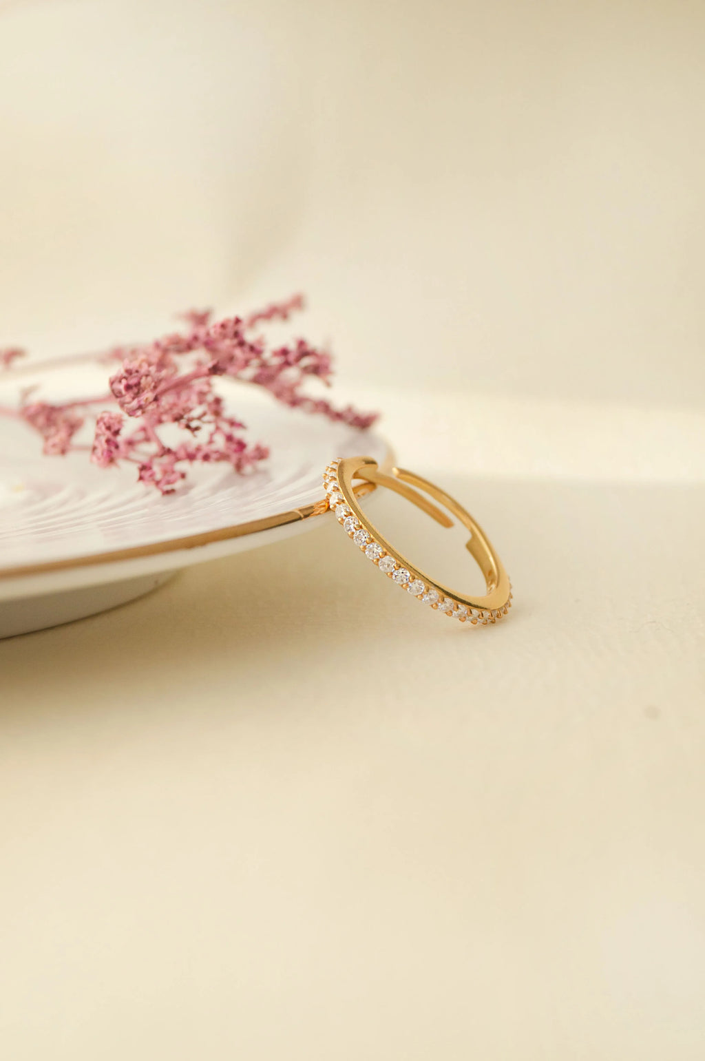 Pretty Eternity Gold Plated Sterling Silver Adjustable Ring