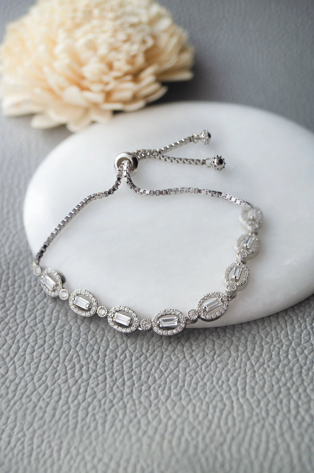 Radiant Sparkle Sterling Silver Pull Chain Bracelet