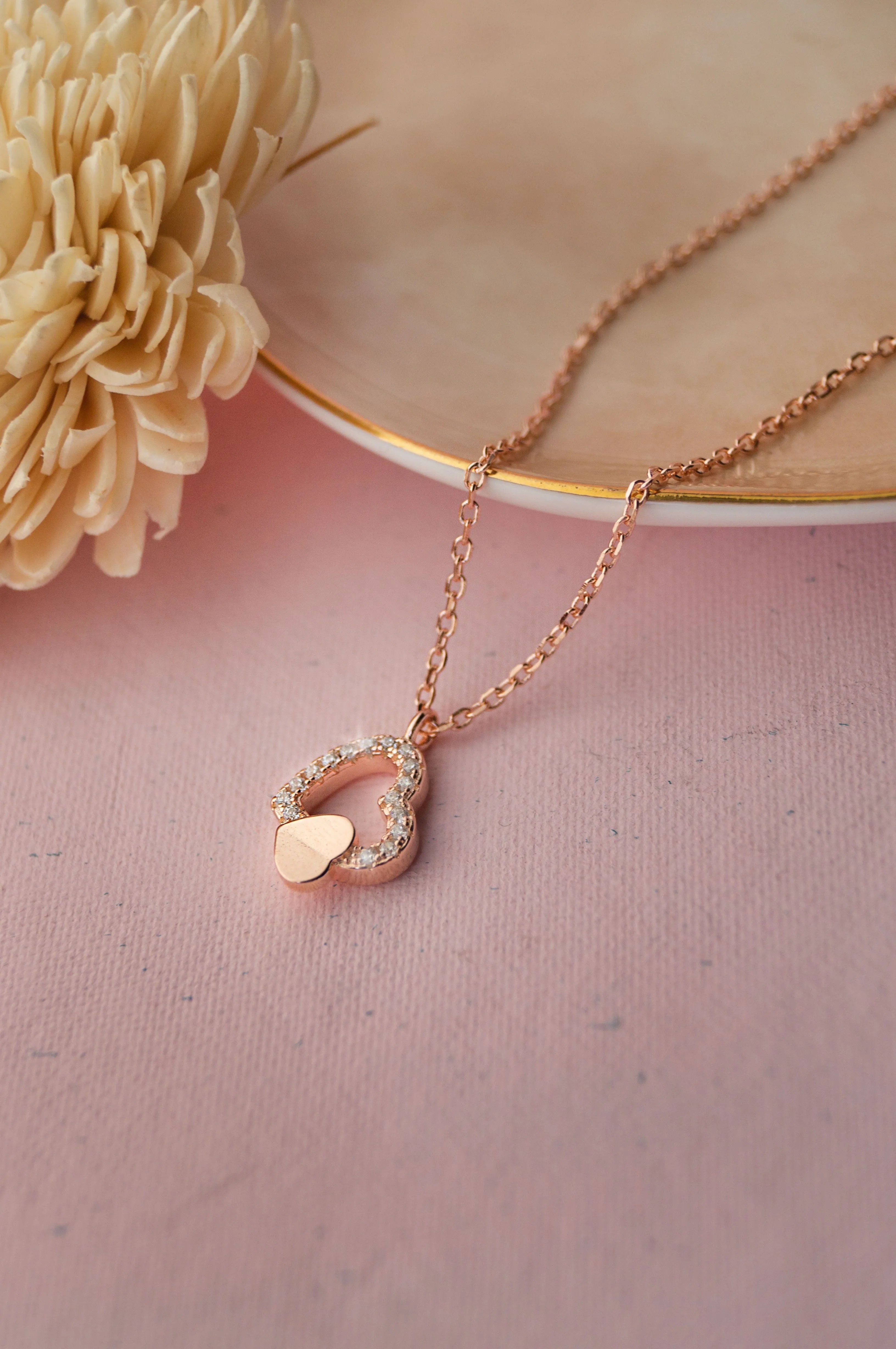 Always With Your Heart Rose Gold Plated Sterling Silver Chain Necklace