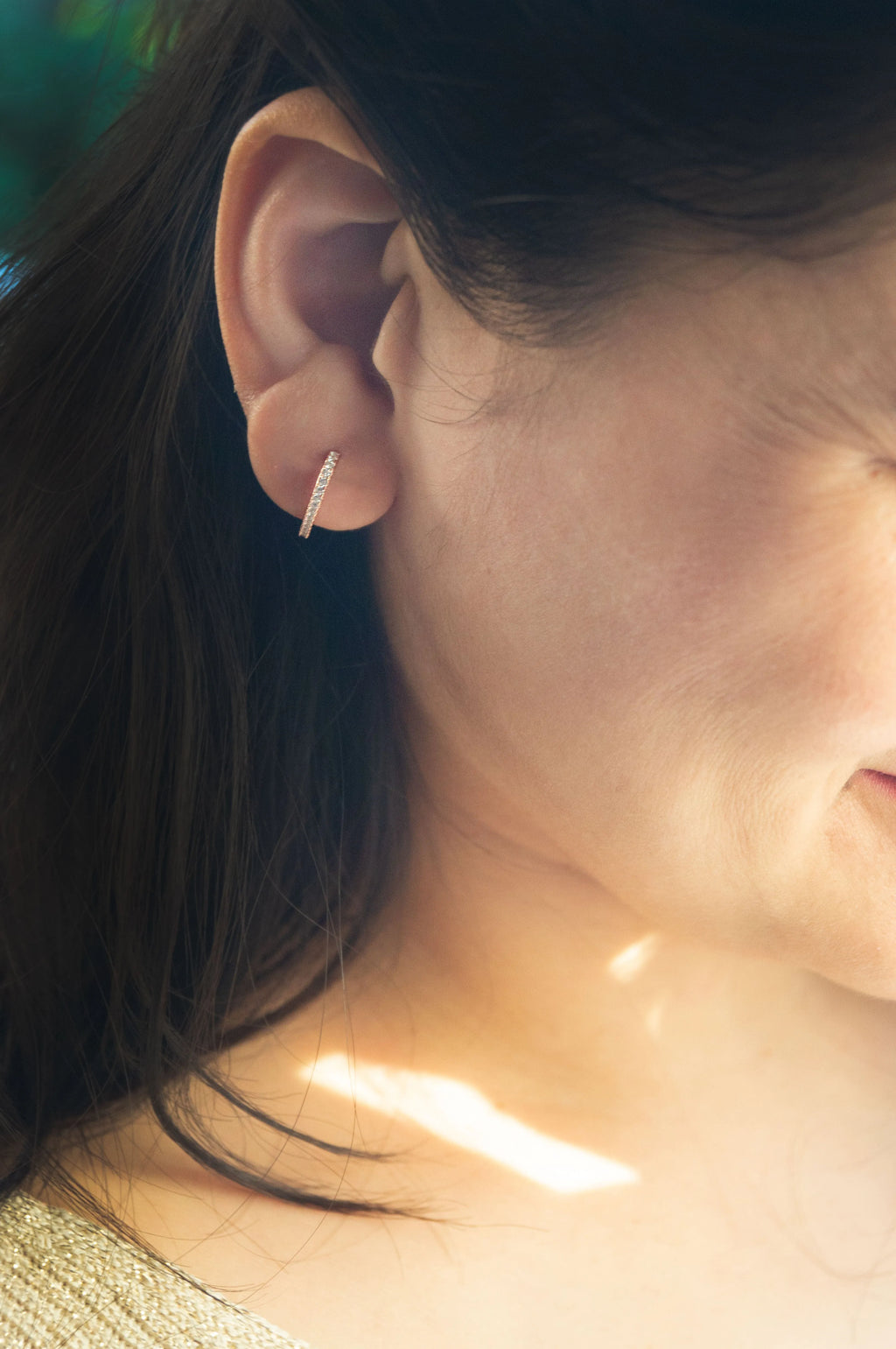 Heart Line Rose Gold Plated Sterling Silver Hoop Earrings