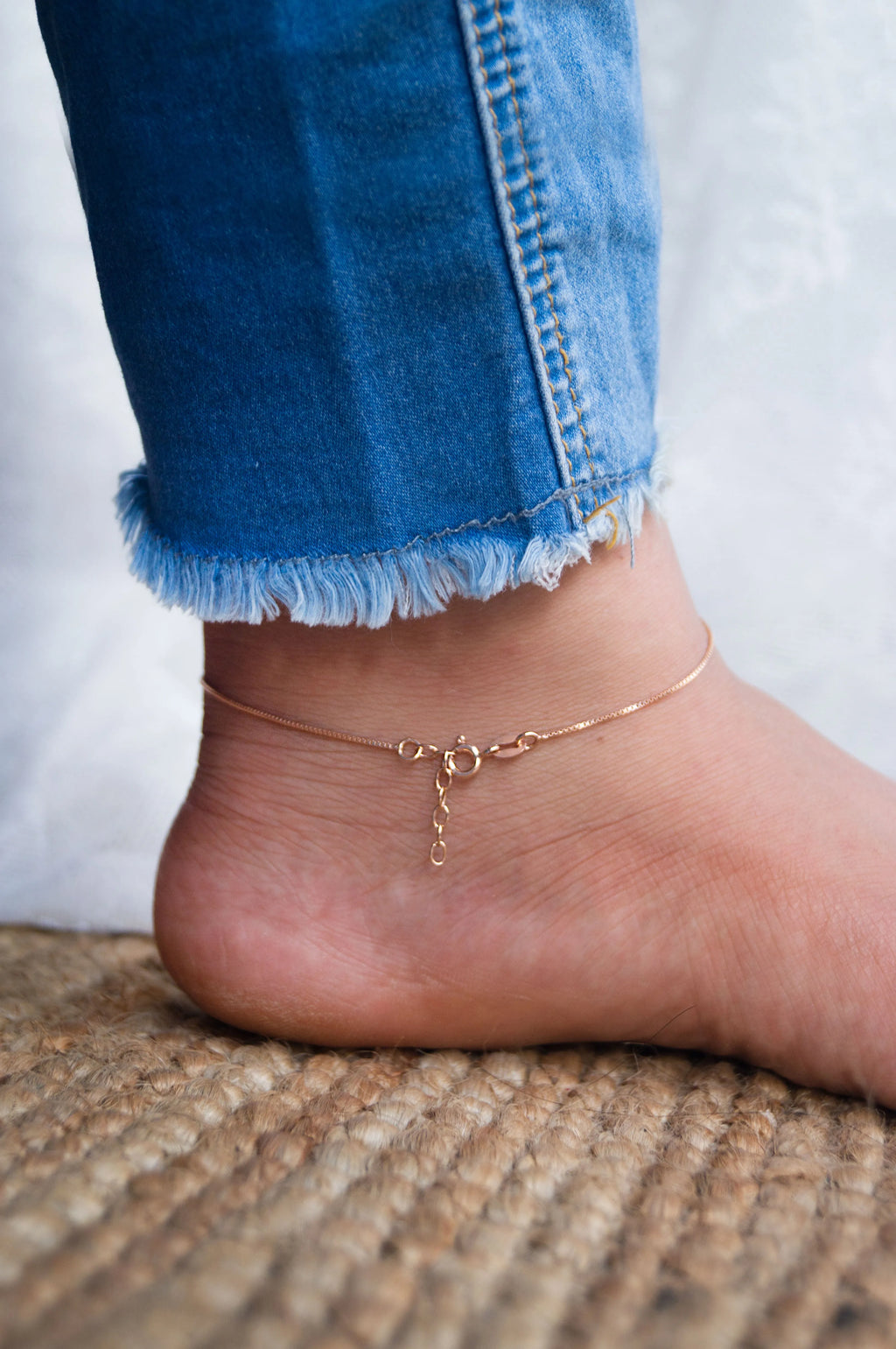Pretty Chain Fall Rose Gold Plated Sterling Silver Anklet