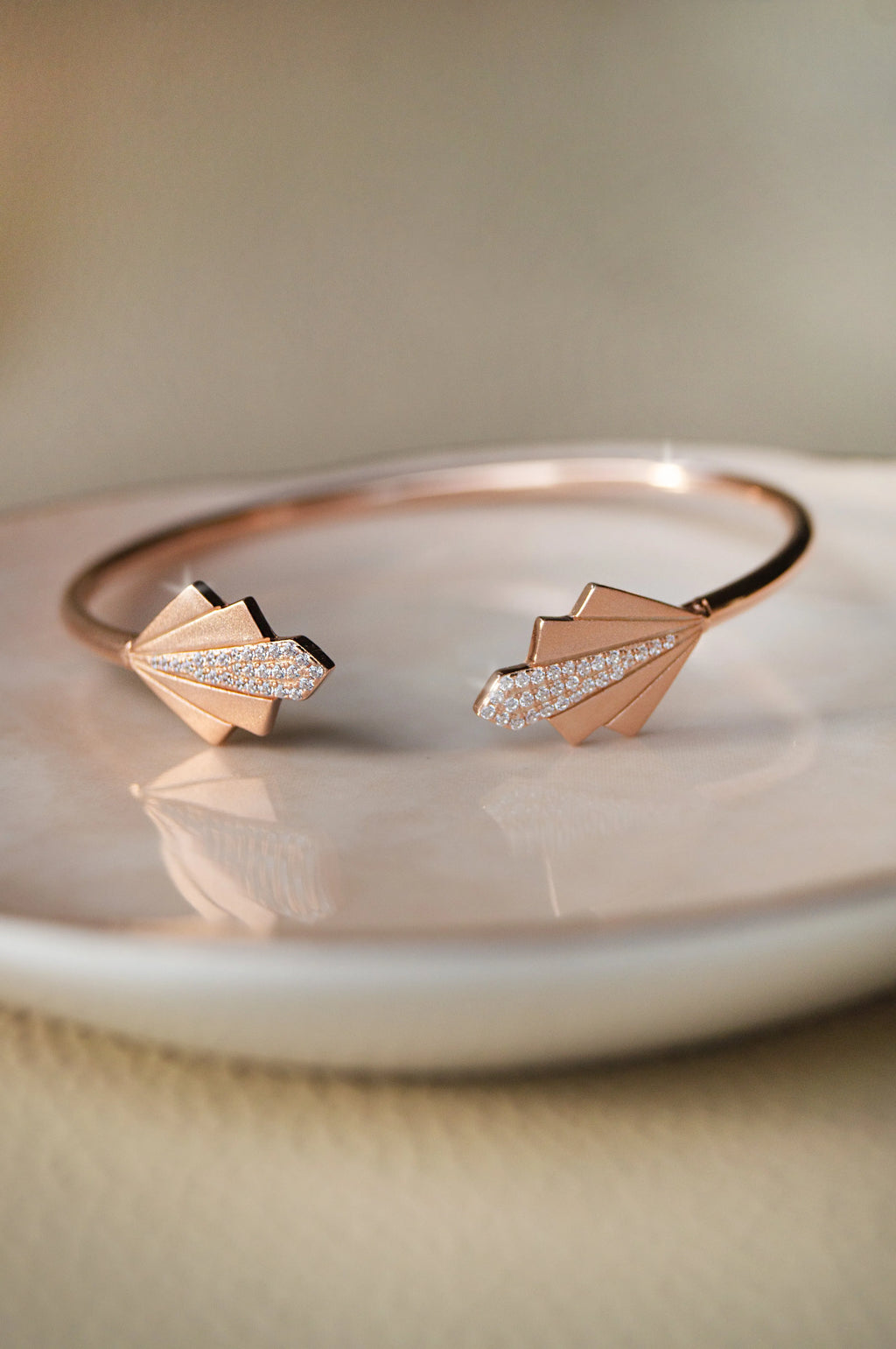 Deco Glam Rose Gold Plated Sterling Silver Adjustable Bracelet