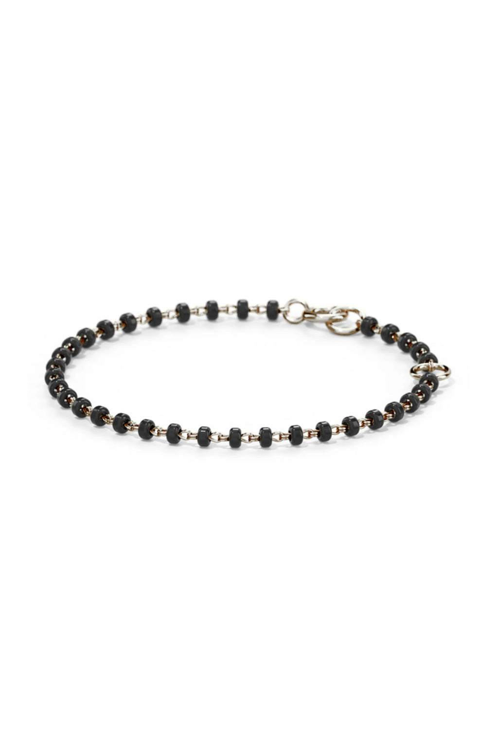 Classic Black Beads Gold Plated Sterling Silver Chain Kids Nazariya Bracelet