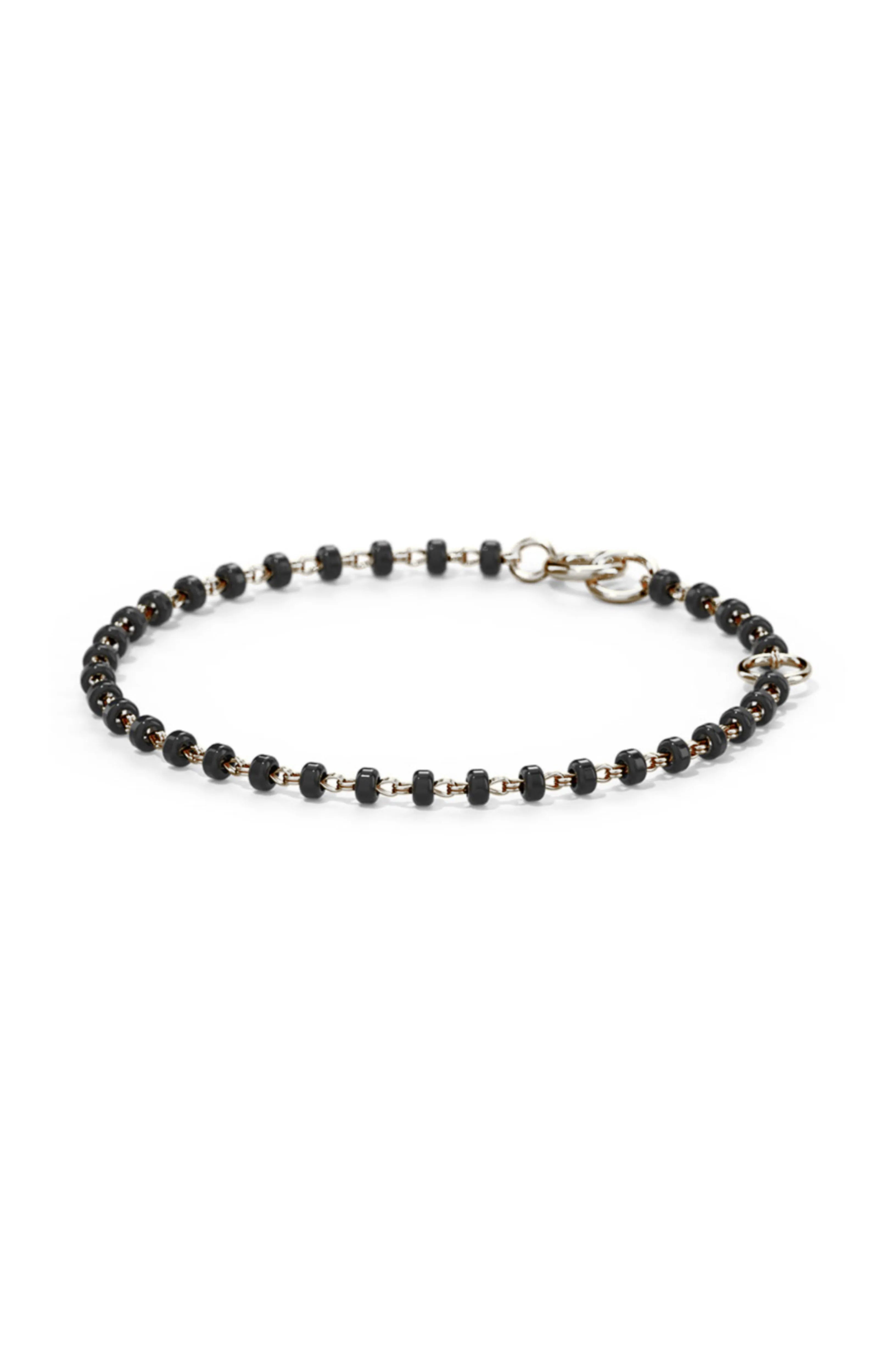 Classic Black Beads Gold Plated Sterling Silver Chain Kids Nazariya Bracelet