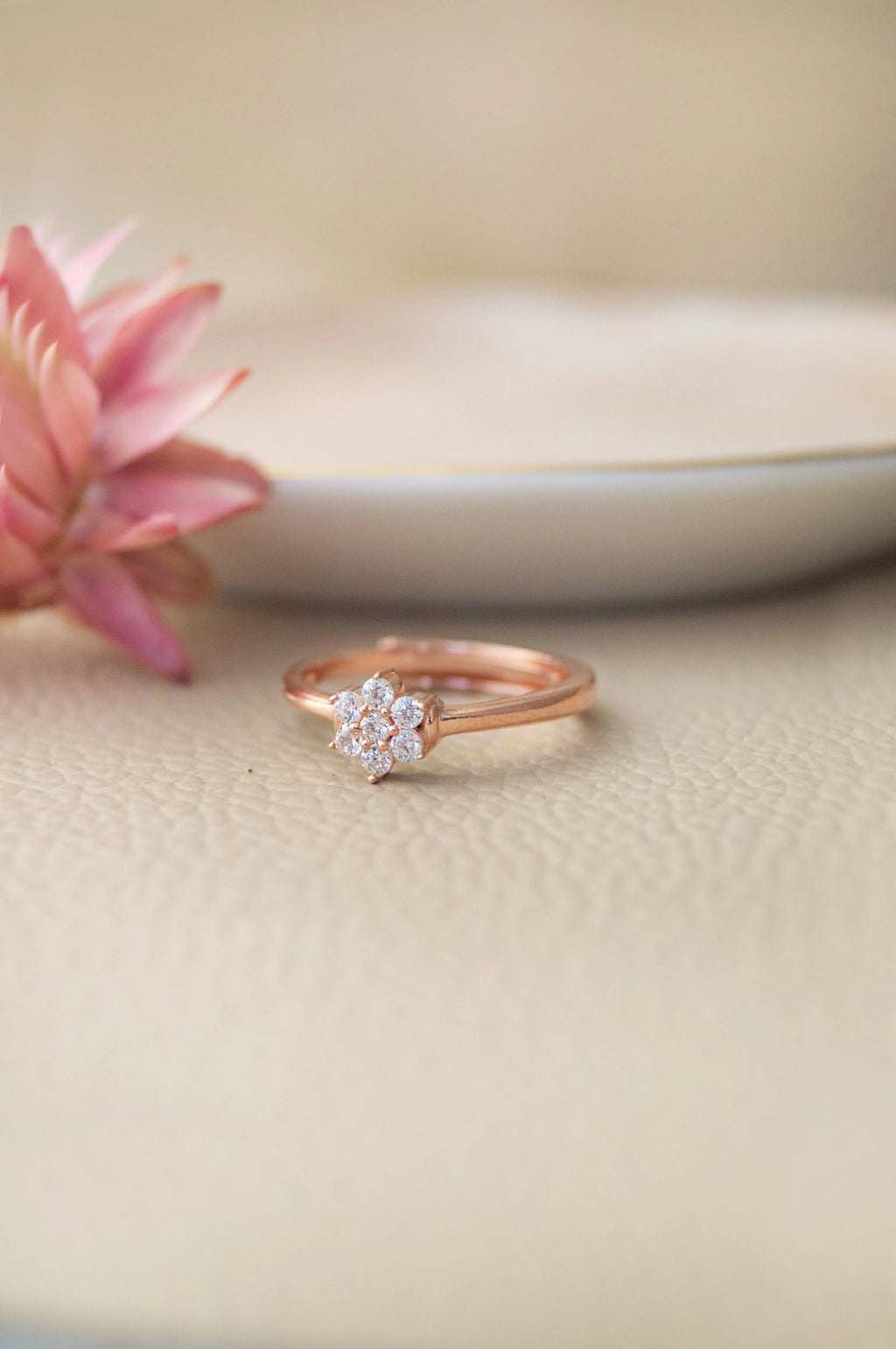 Happy Bloom Rose Gold Plated Sterling Silver Adjustable Ring