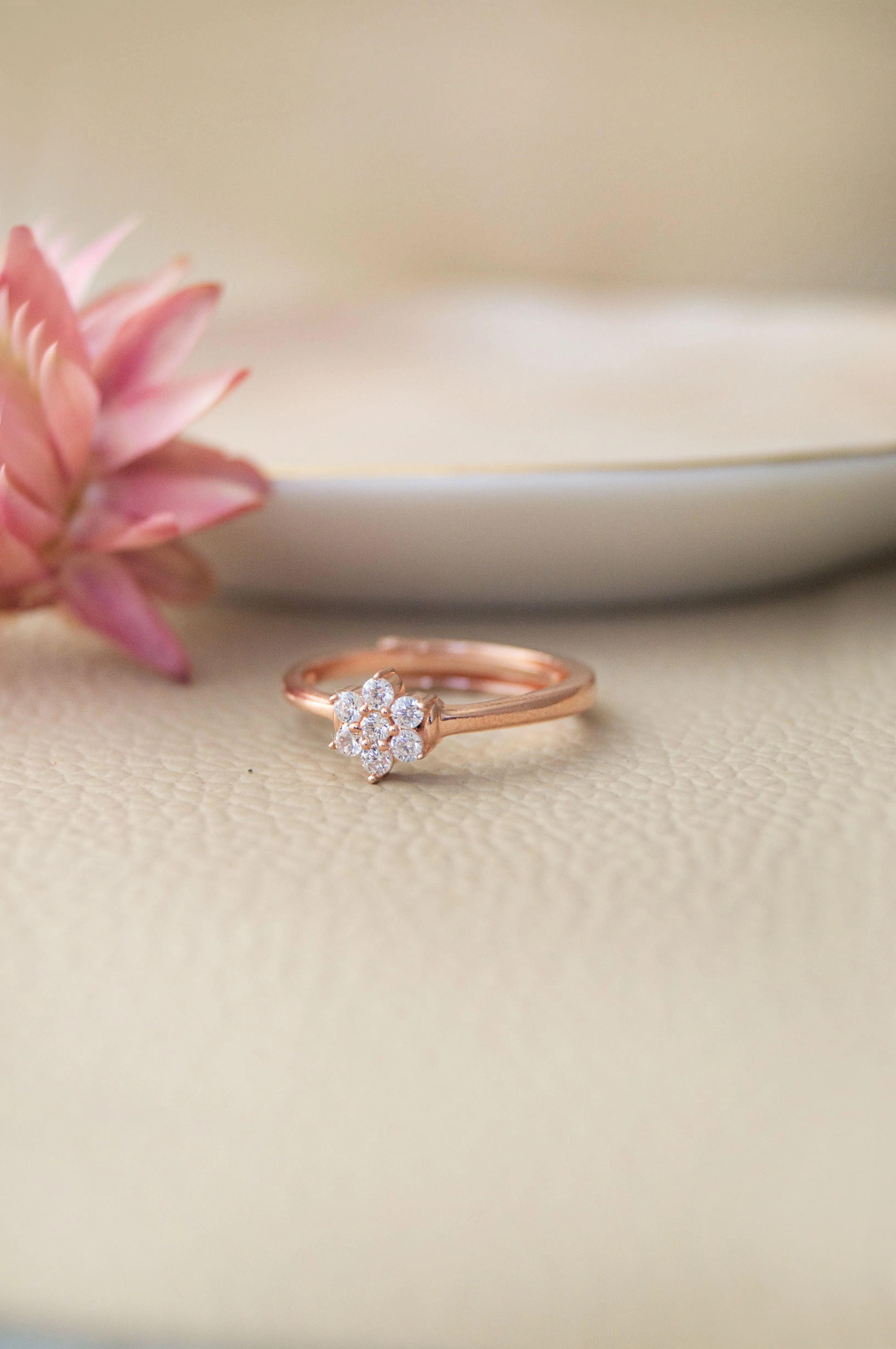 Happy Bloom Rose Gold Plated Sterling Silver Adjustable Ring