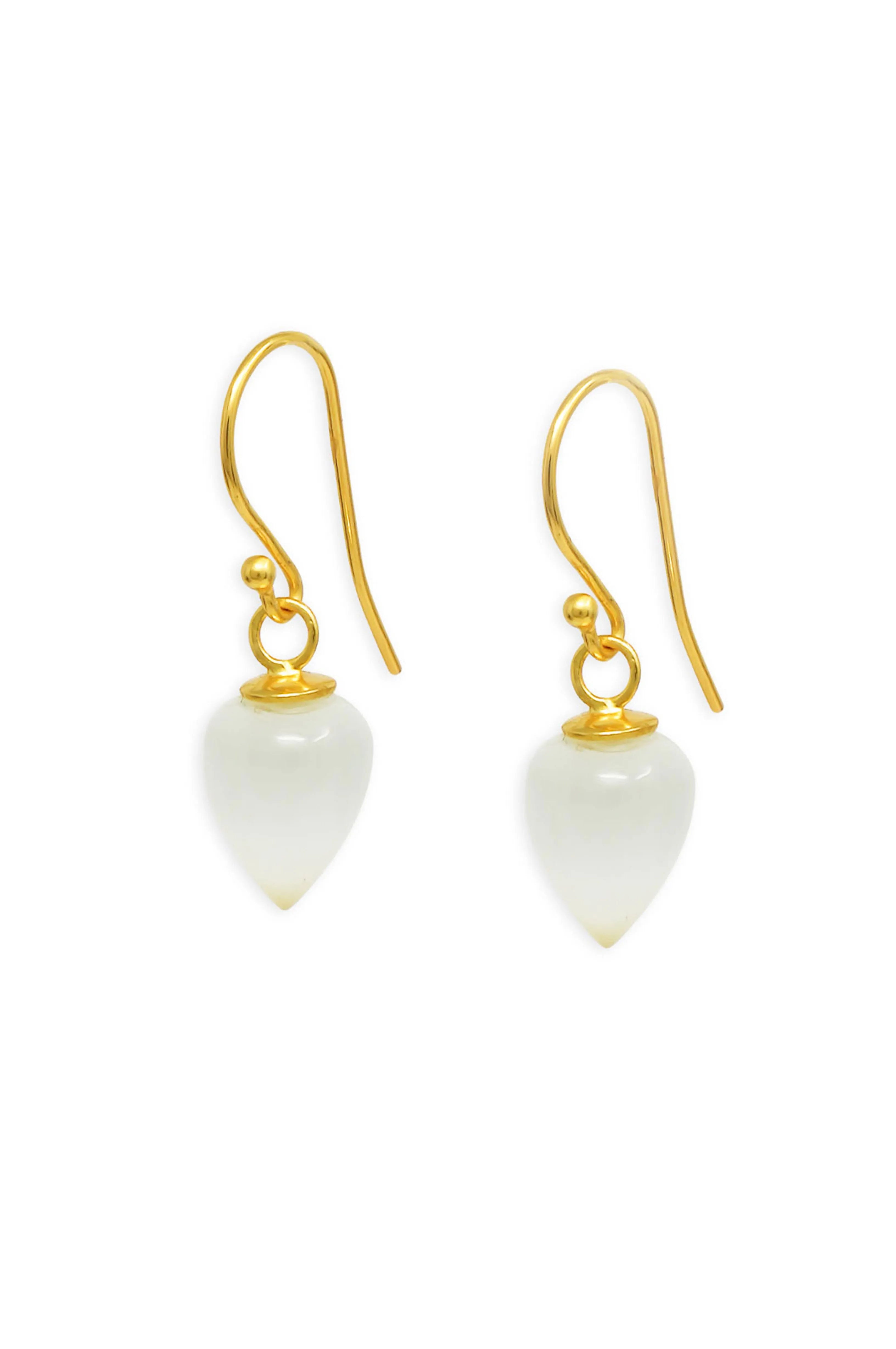 Moon Stone Briolette Sterling Silver Slip On Earrings