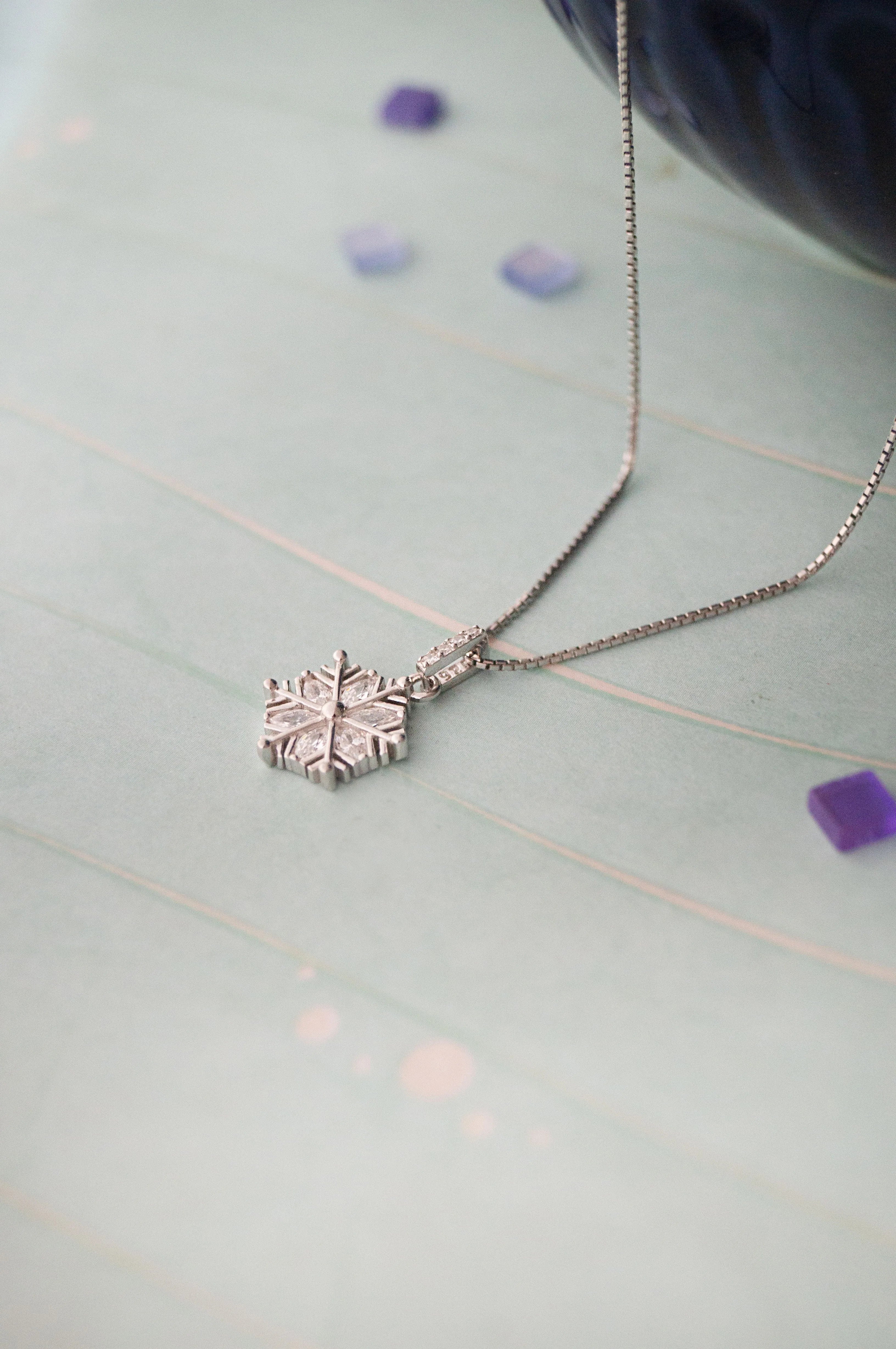 Snow Flake Rose Gold Plated Sterling Silver Pendant