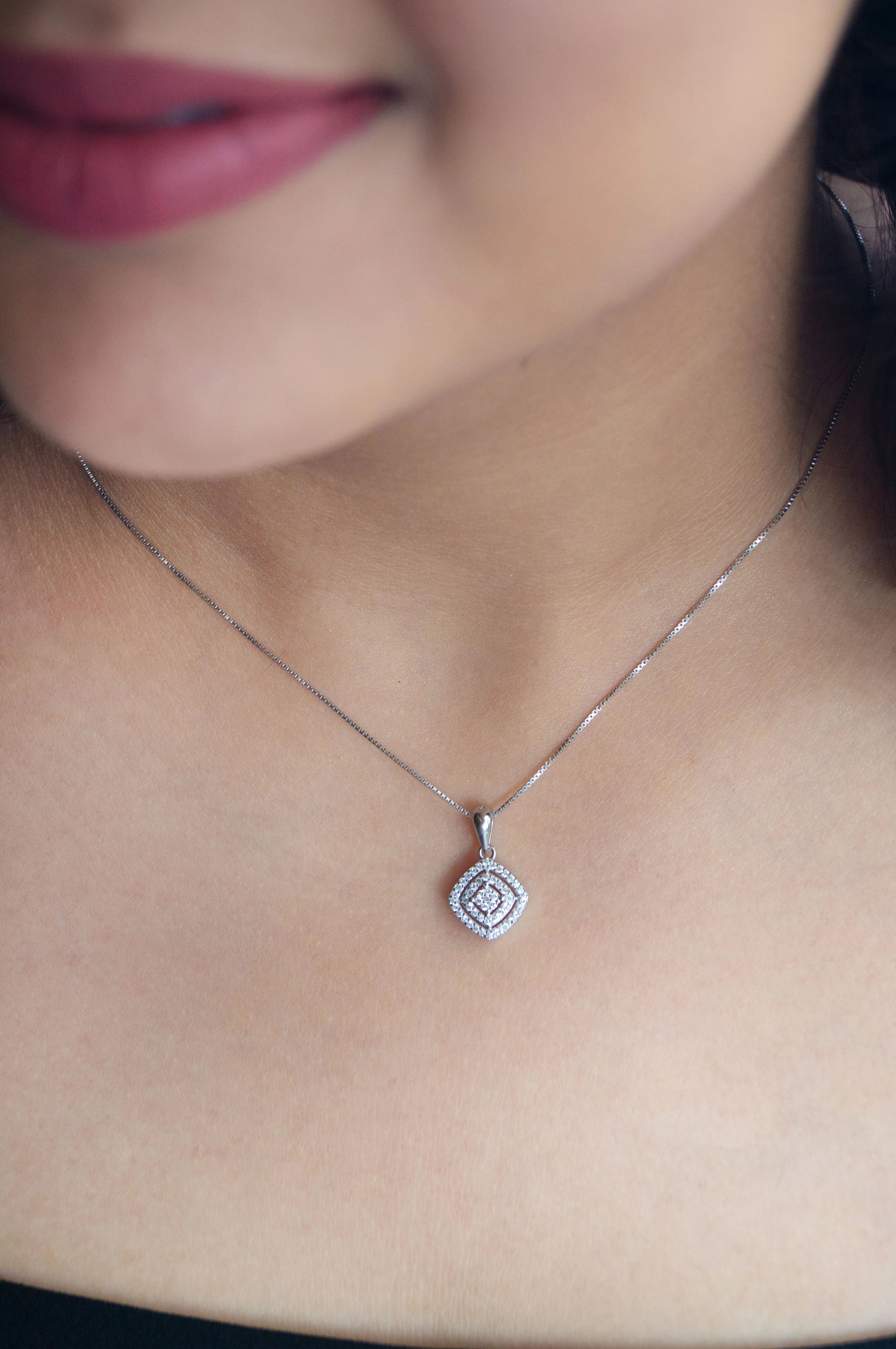 Ecentric Square Sterling Silver Pendant Set