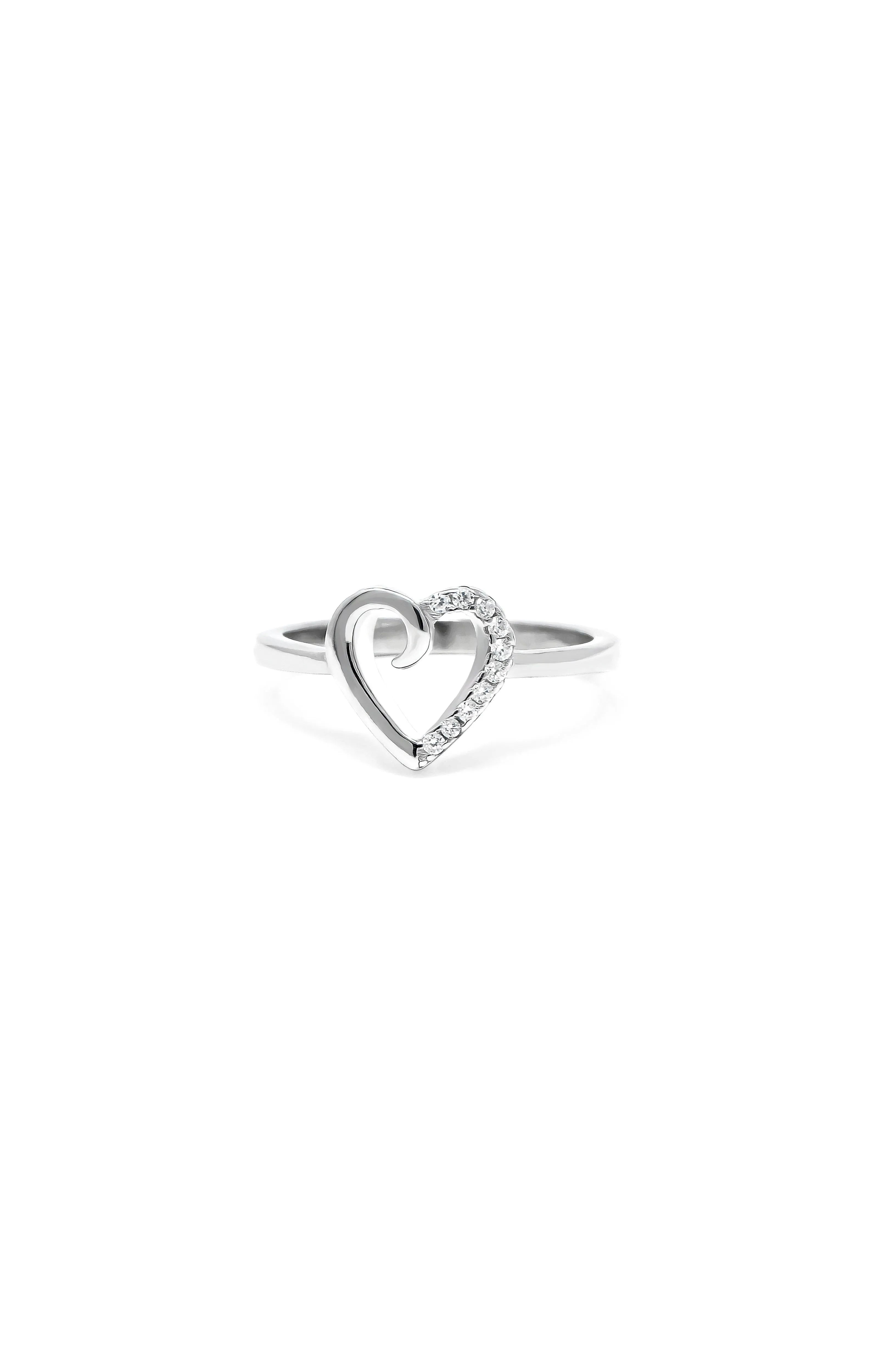 Sparkle Heart Love Sterling Silver Ring