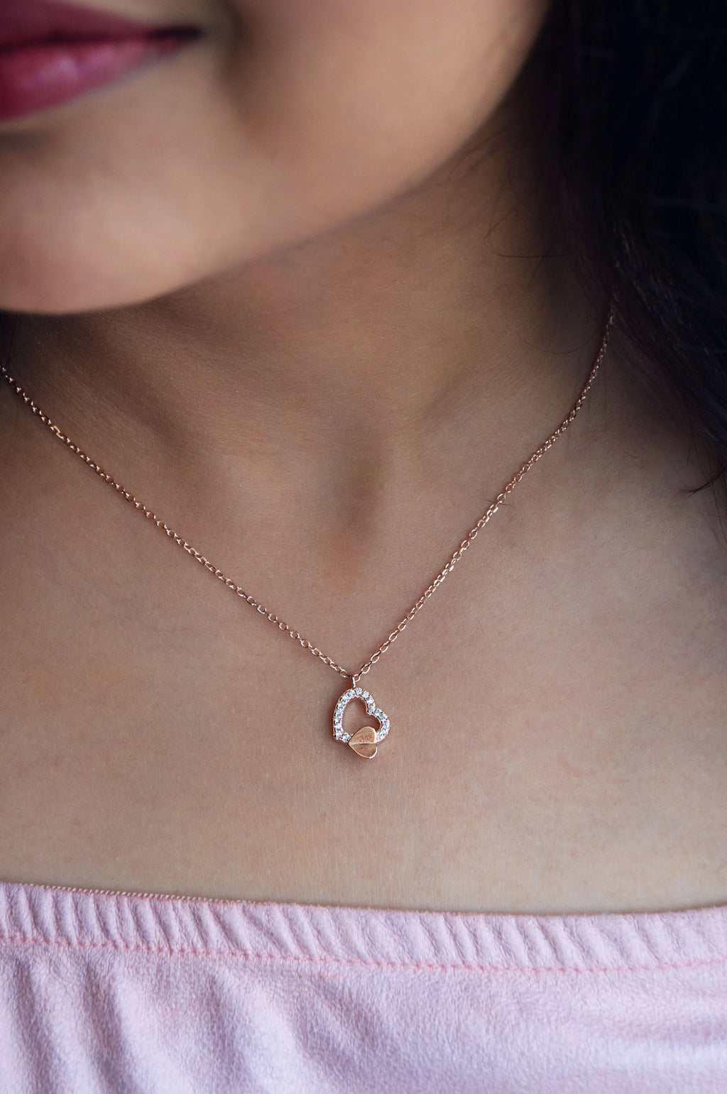 Always With Your Heart Rose Gold Plated Sterling Silver Chain Necklace