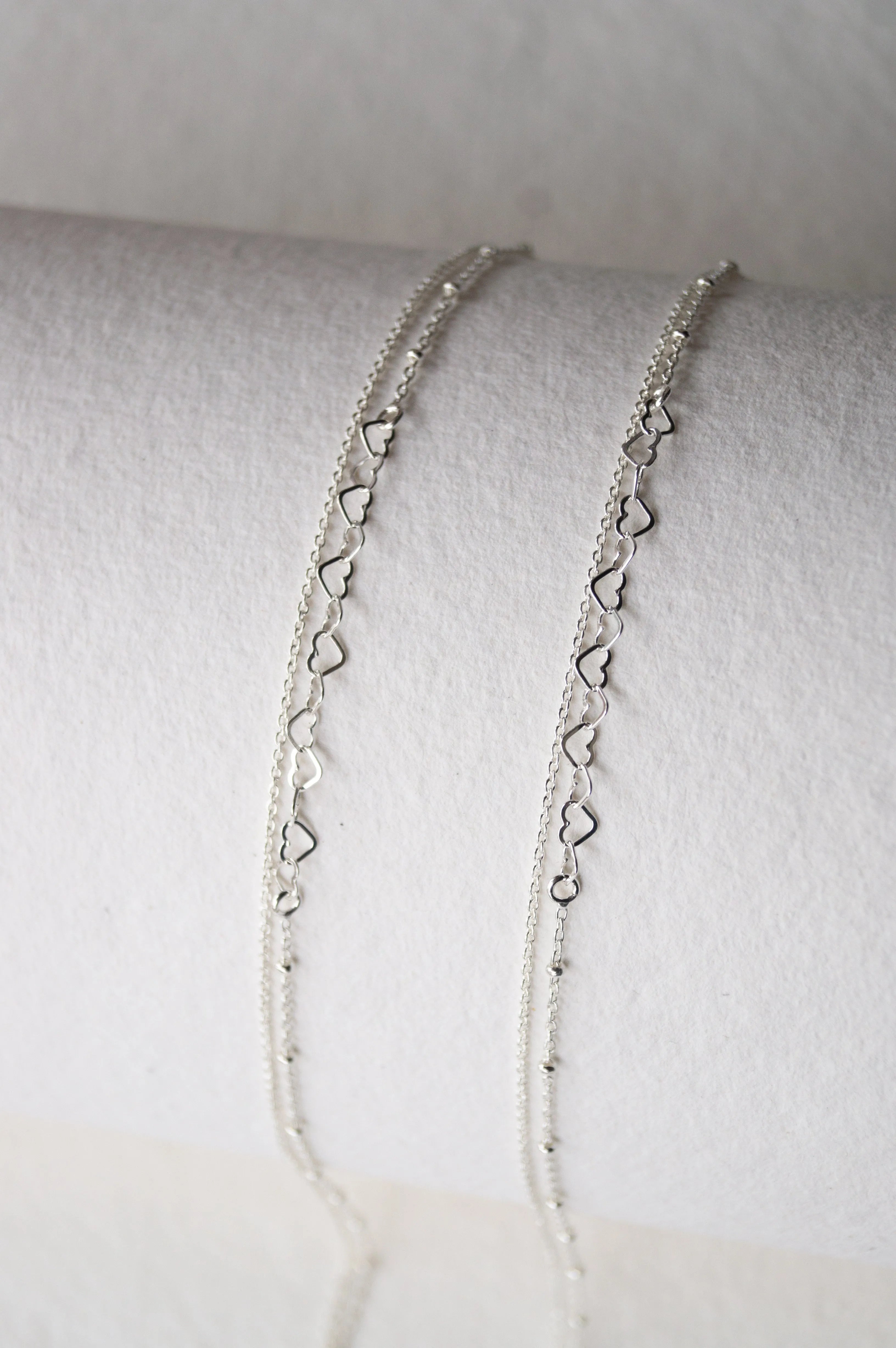 Intertwined Hearts Sterling Silver Anklet