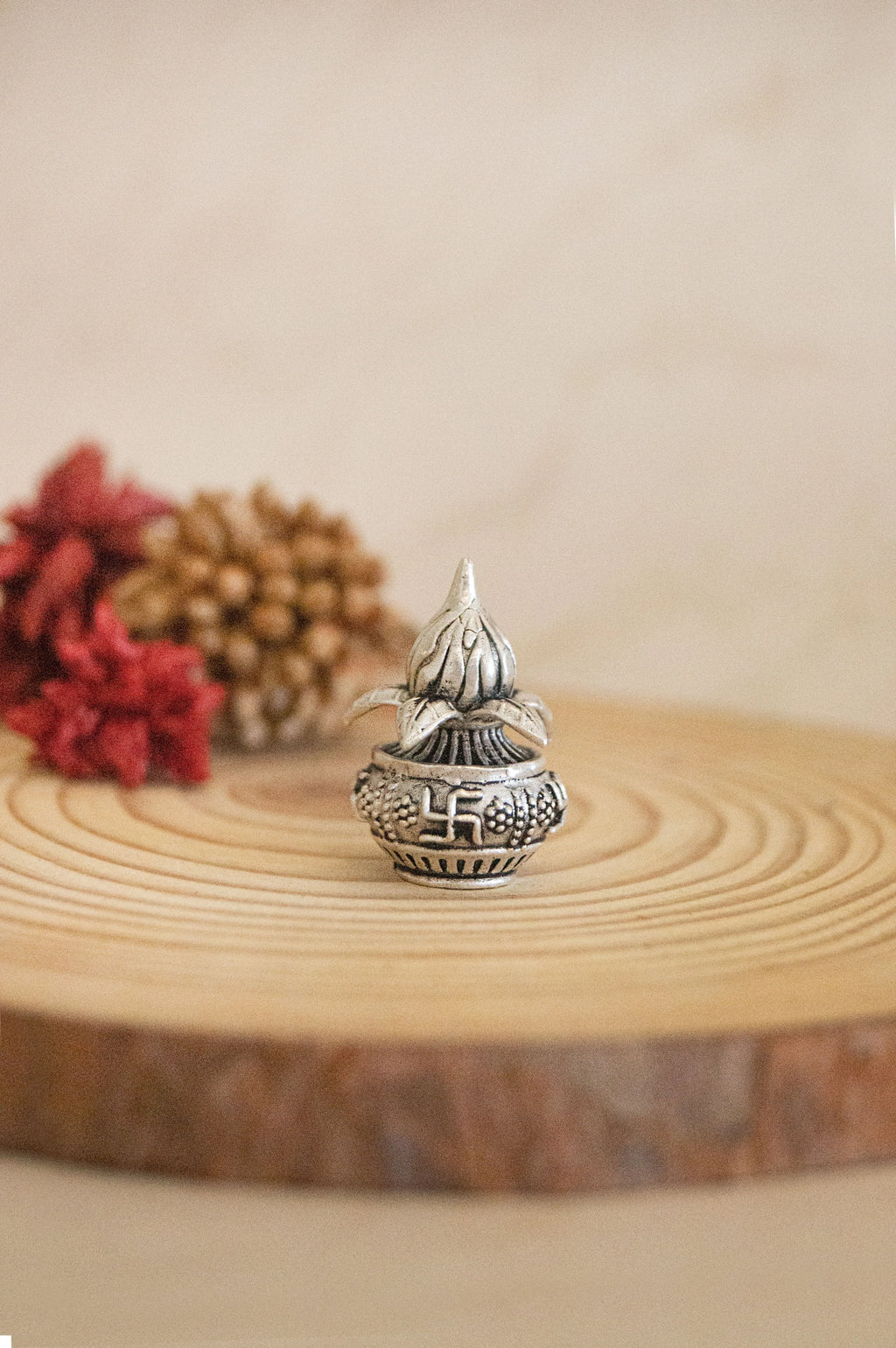 Antique 925 Sterling Silver Kalash With Nariyal