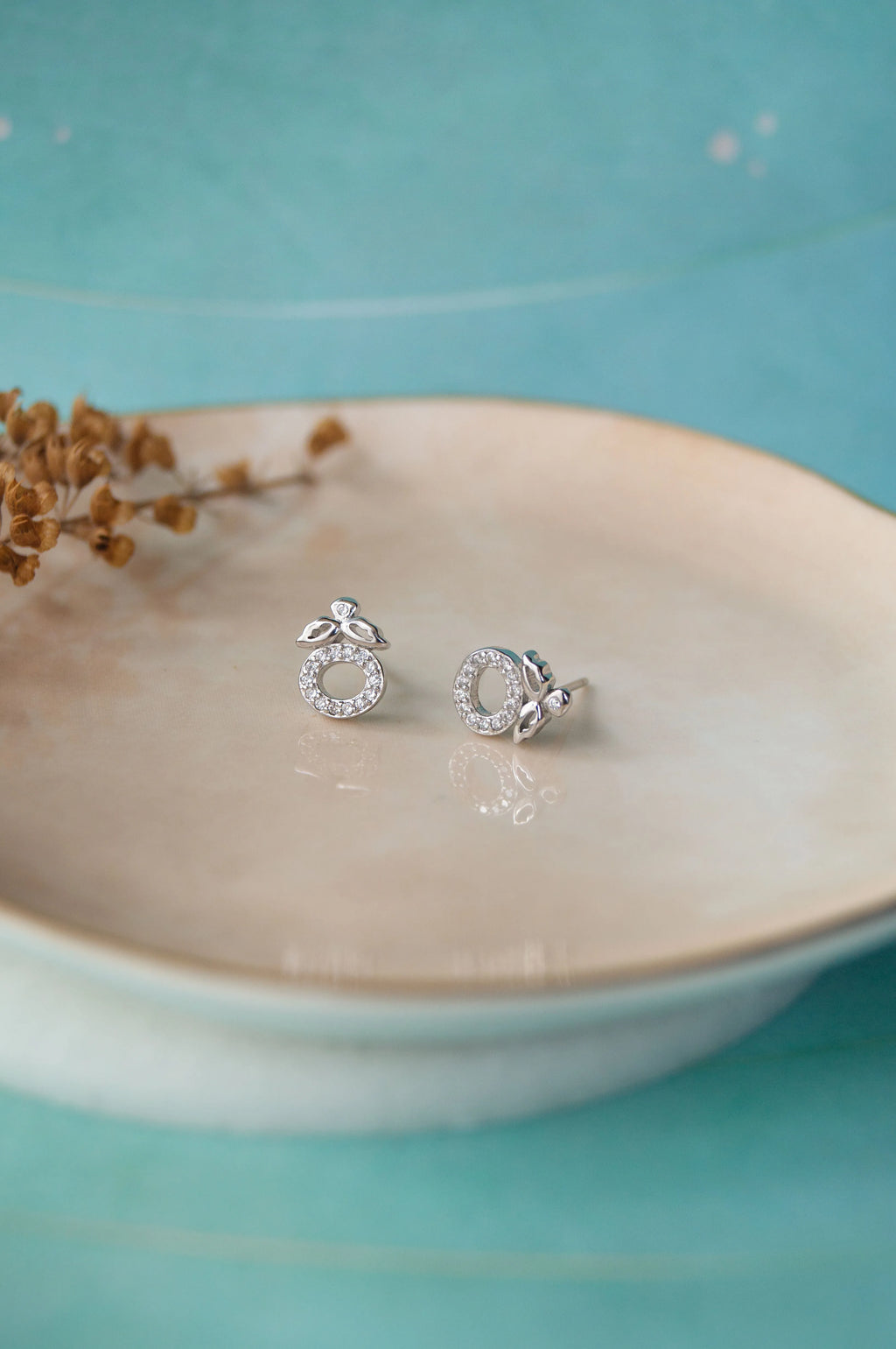 Halo Flower Rose Gold Plated Sterling Silver Pendant Set