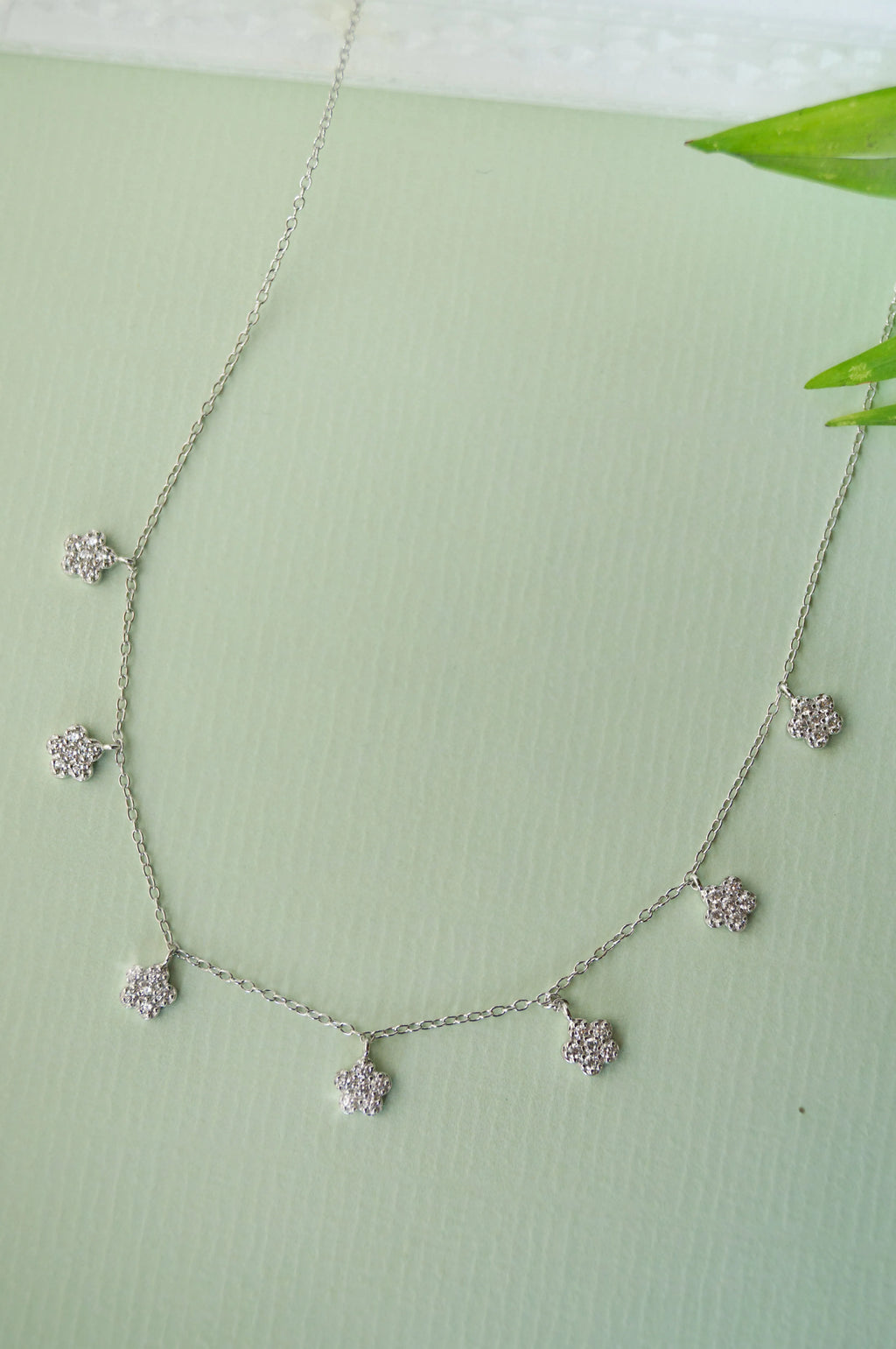 Happy Flowers Charm Sterling Silver Delicate Necklace