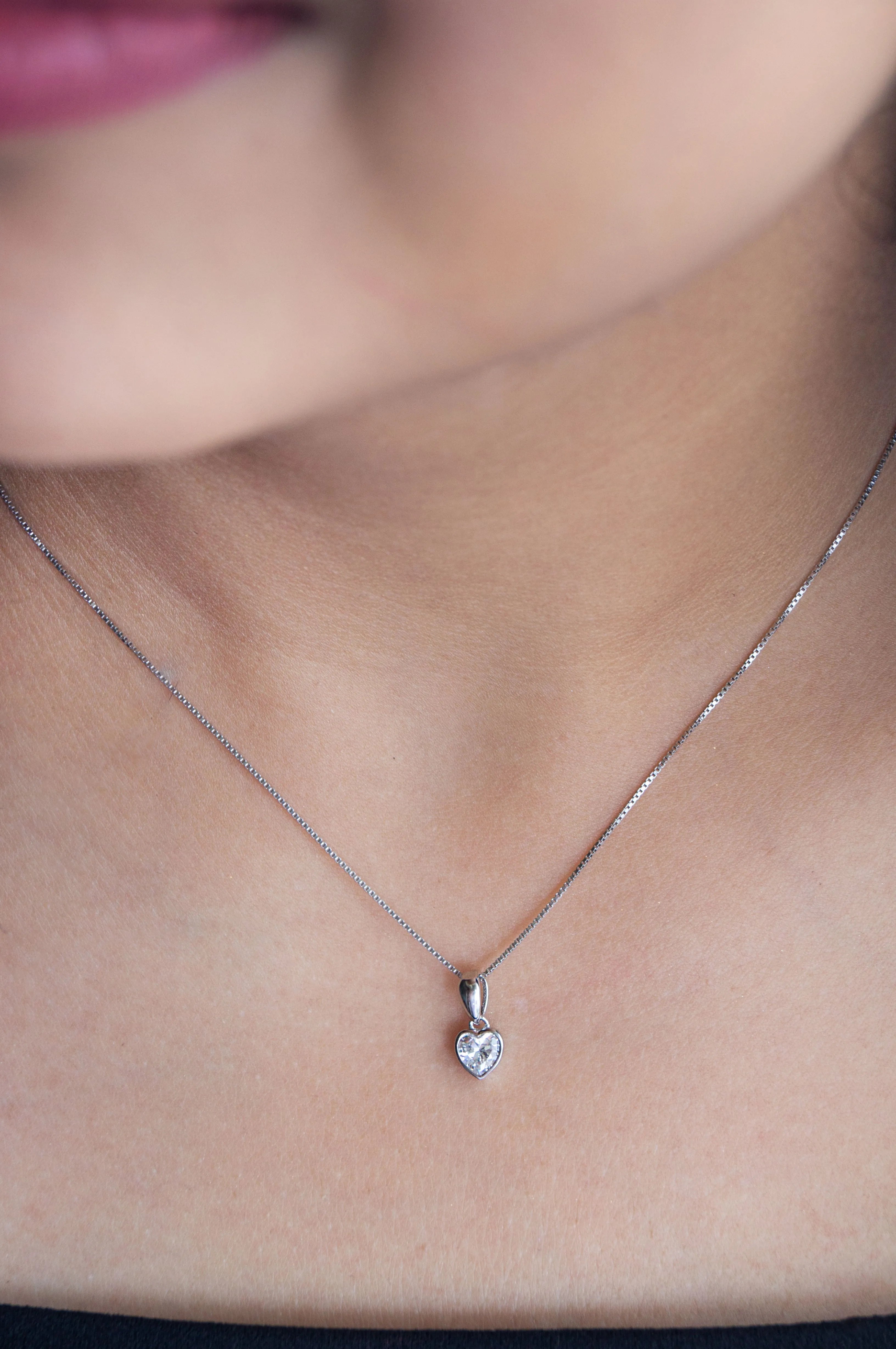 Classic Heart Bezel Solitaire Sterling Silver Pendant