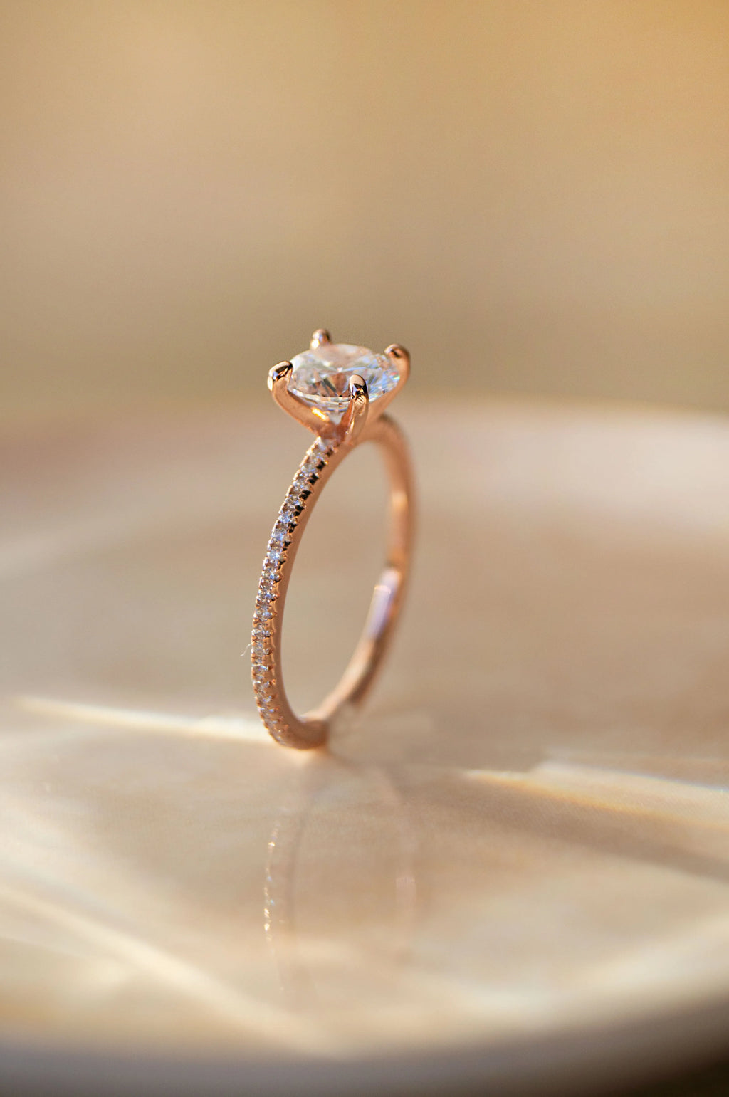Pretty Enticing Solitaire Rose Gold Plated Sterling Silver Ring