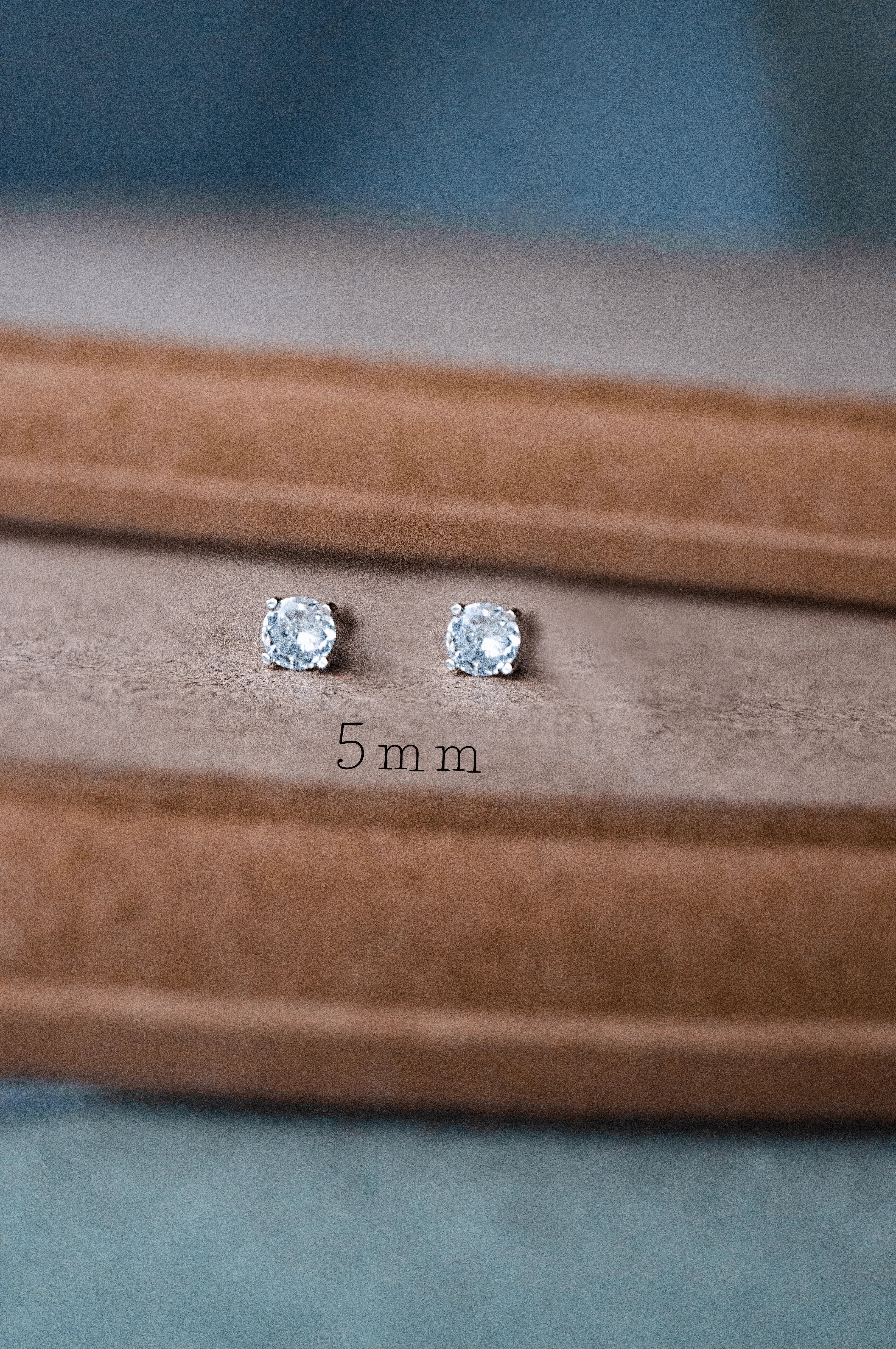 Classic Prong Solitaire Sterling Silver Stud Earrings