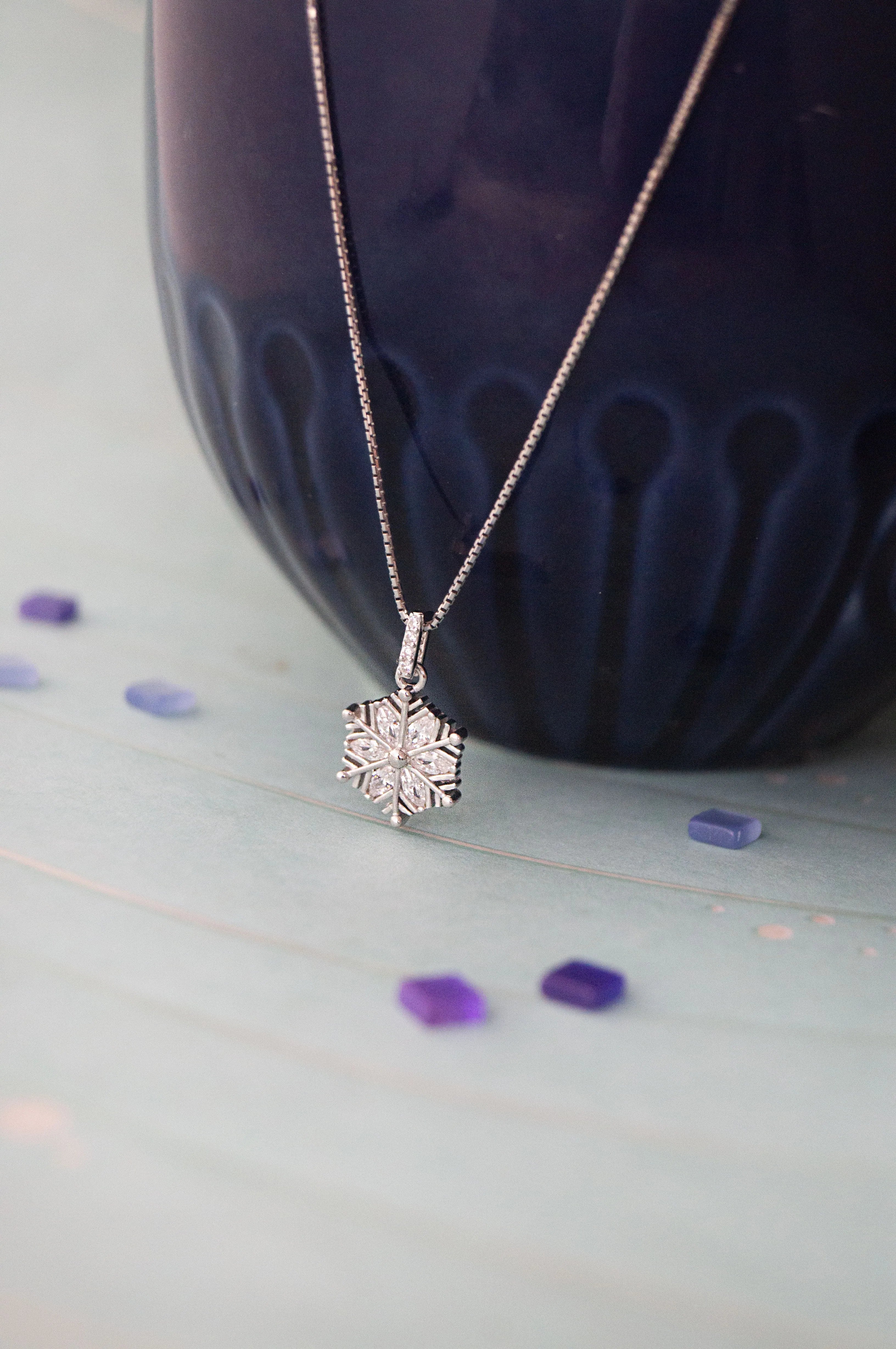 Snow Flake Sterling Silver Pendant Set
