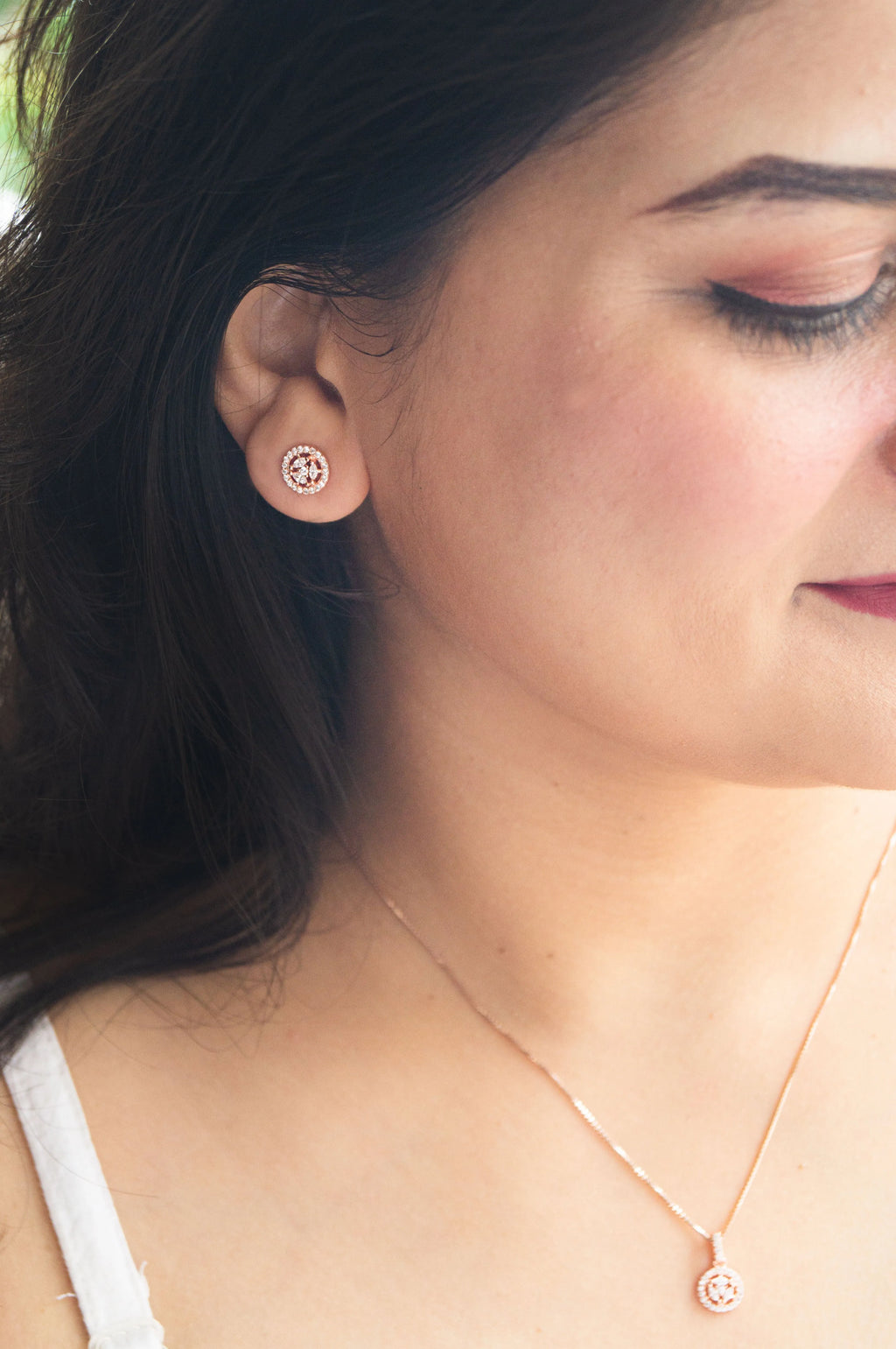 Circular Floret Rose Gold Plated Sterling Silver Pendant