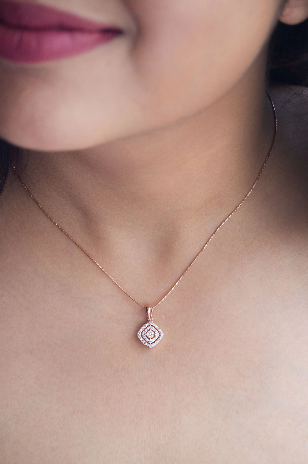 Ecentric Square Sterling Silver Pendant Set