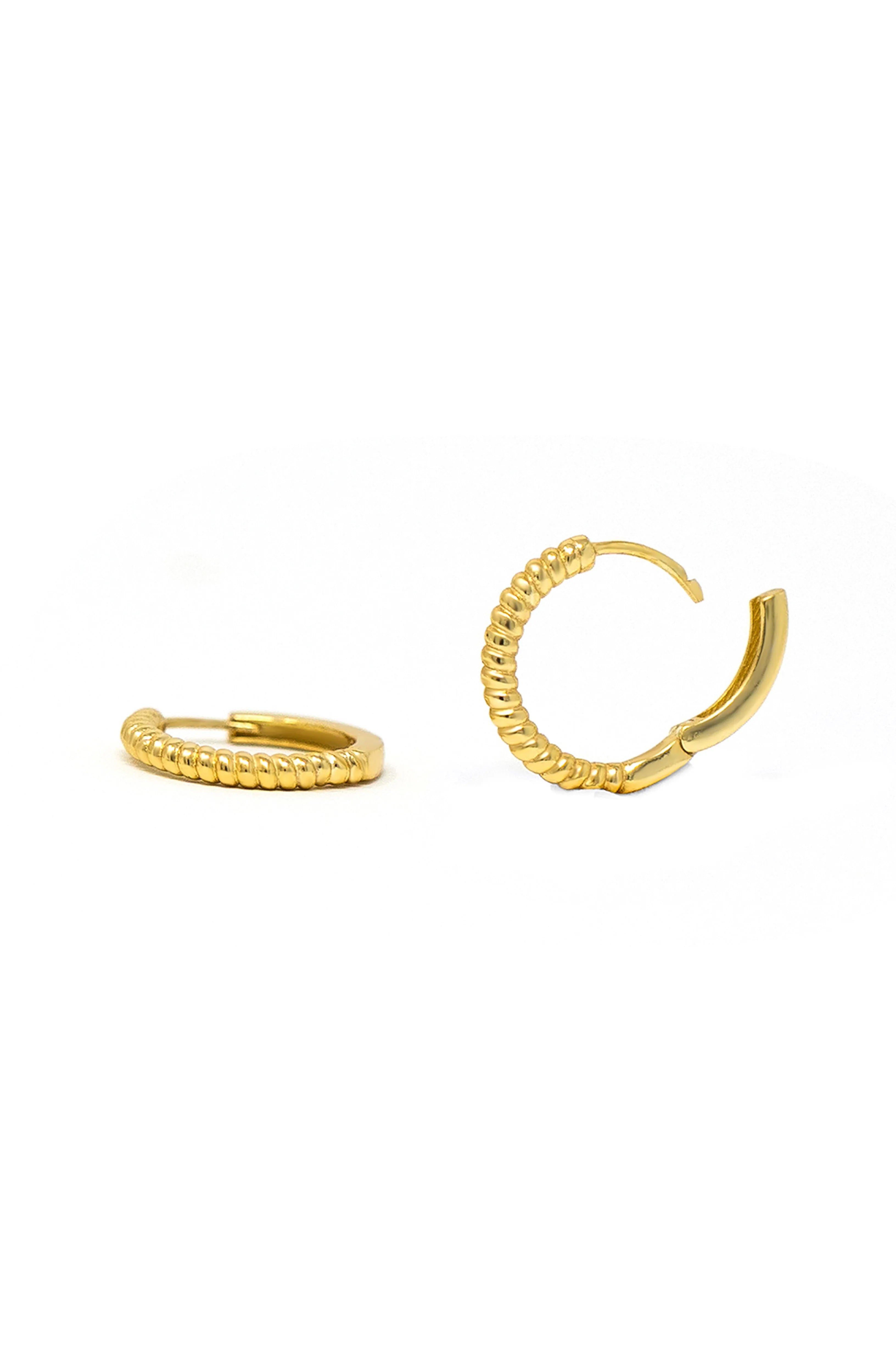 Twisting Glam Gold Plated Sterling Silver Hoop Earrings