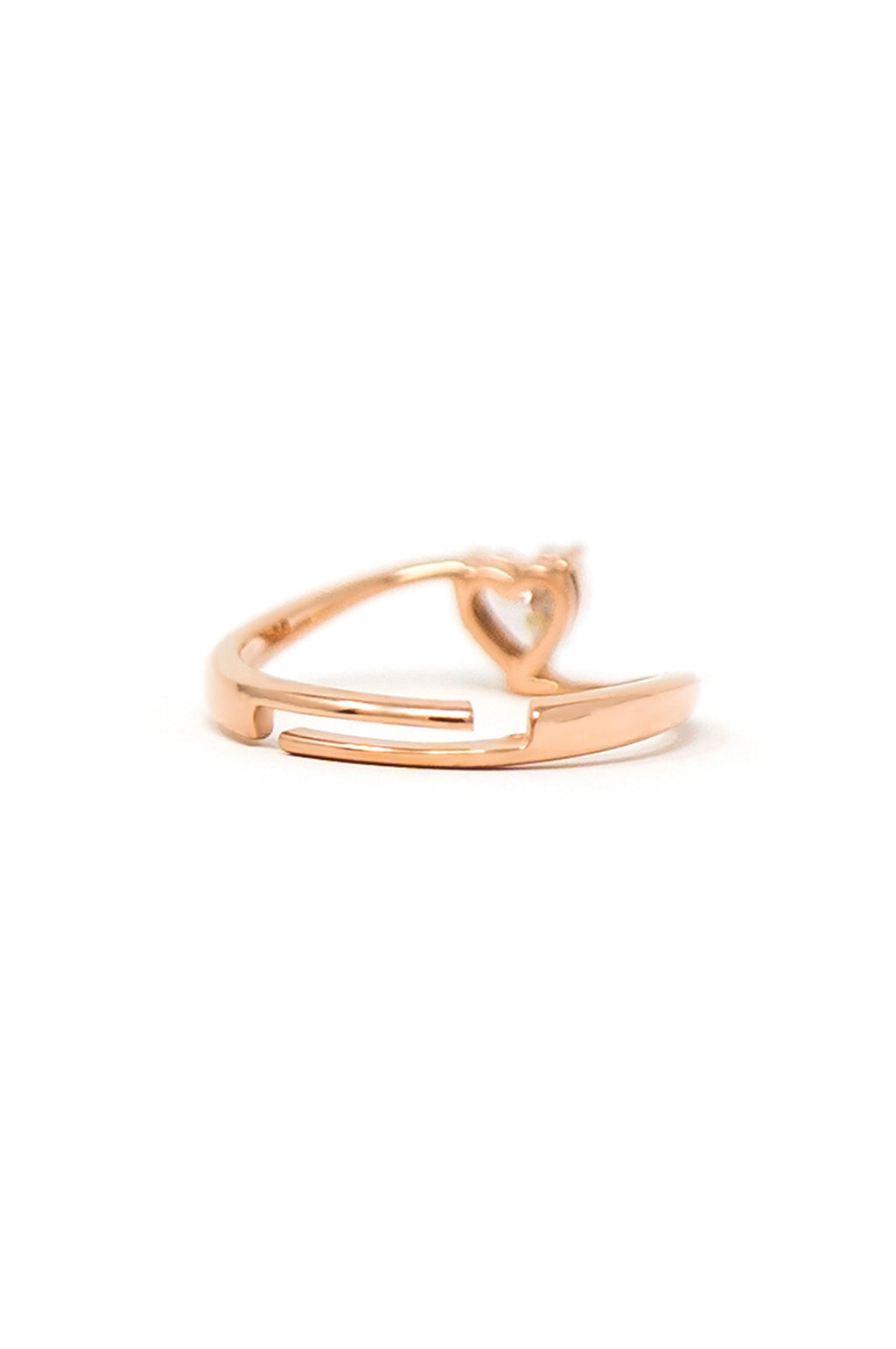 Heart Solitaire Rose Gold Plated Sterling Silver Adjustable Ring